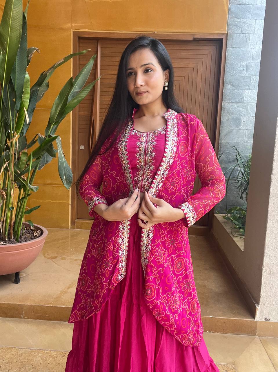 Festival Bandhej Lehenga Choli with Shrug | RoopRivaaj