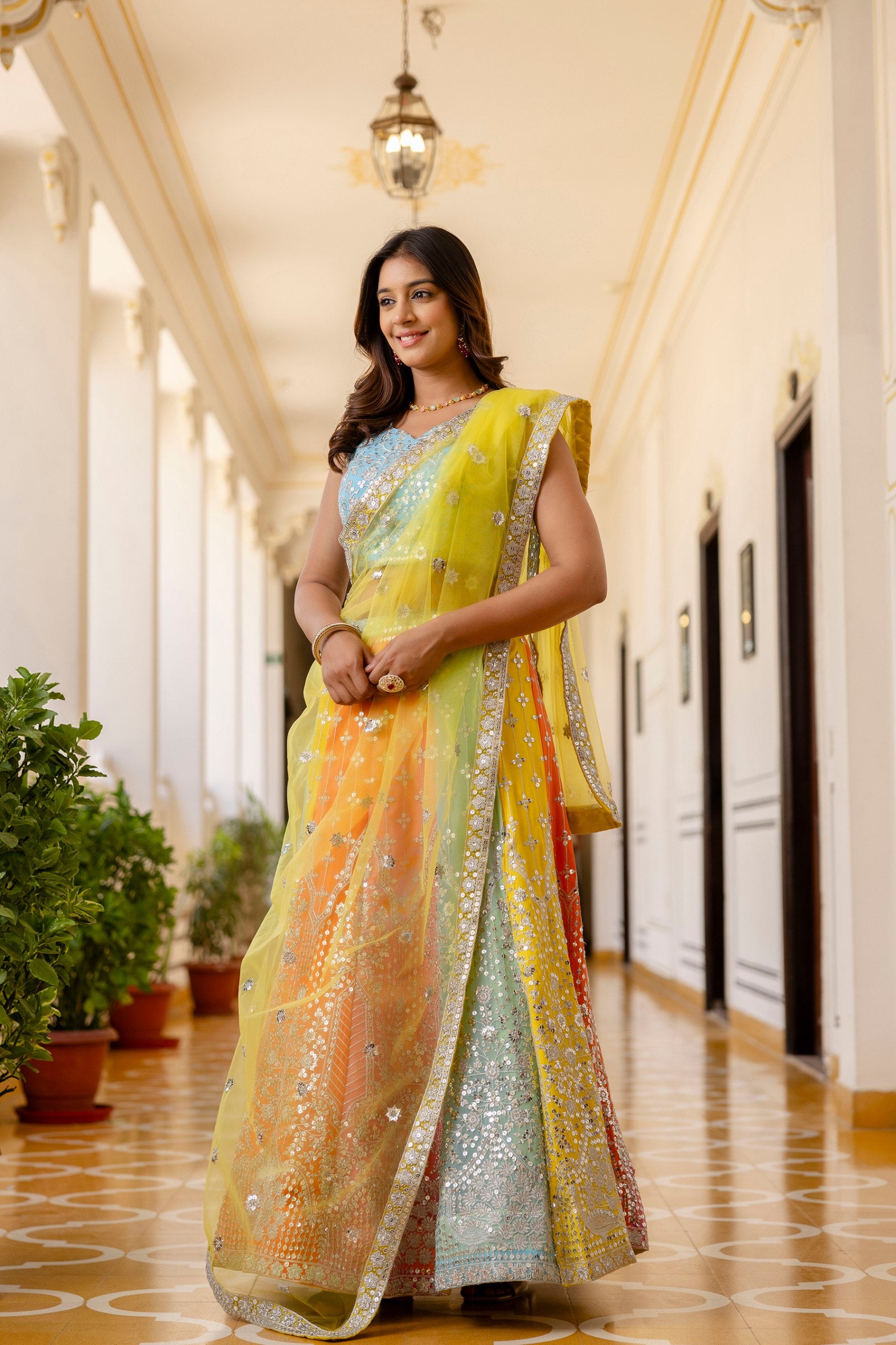 Radiant Faux Georgette Sequin Embroidered Lehenga Set | RoopRivaaj