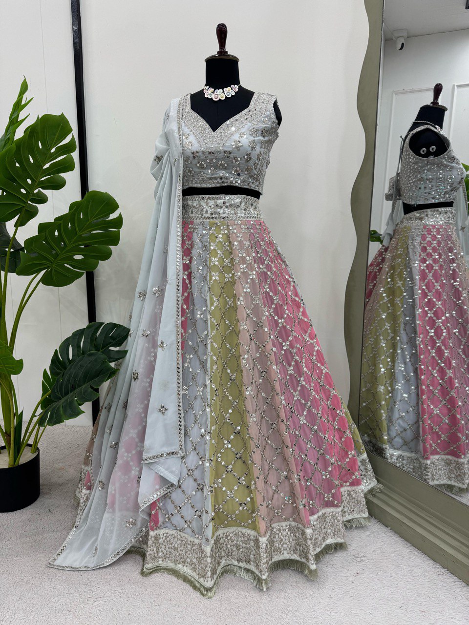 Heavy Boutique Fox Georgette Sequin Work Lehenga Choli | RoopRivaaj