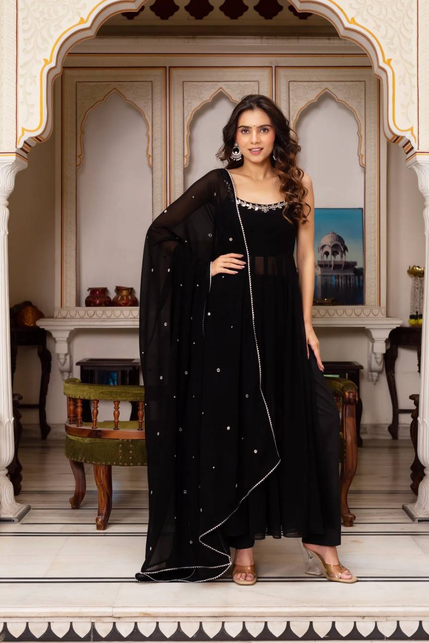 Handwork Mirror Plazo Set with Dupatta | RoopRivaaj