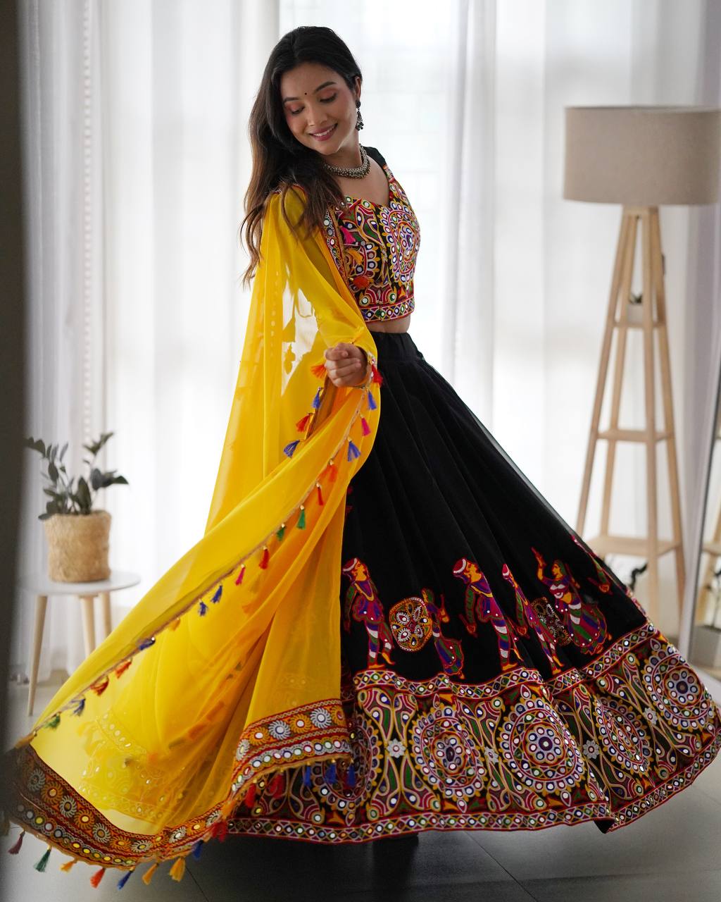 Mirror Work Georgette Lehenga Choli Set | RoopRivaaj