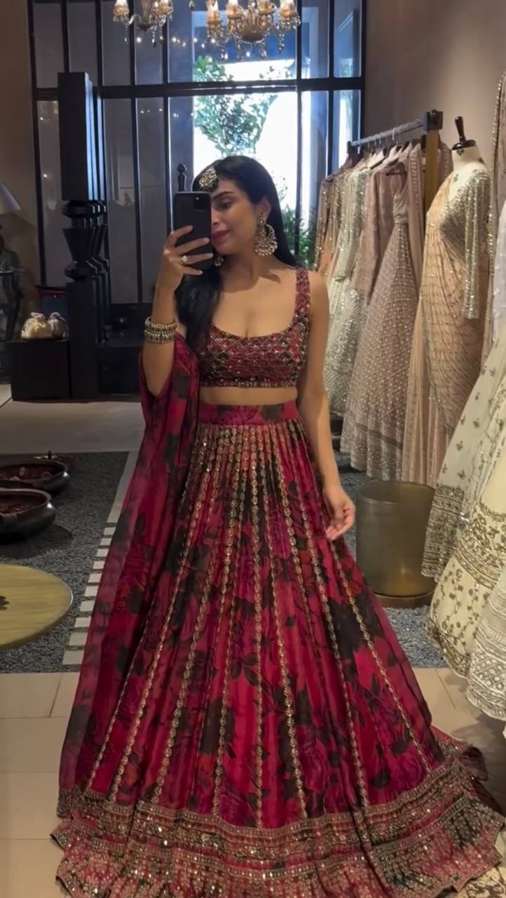 Tabby Organza Lehenga Choli Set with Dupatta | RoopRivaaj