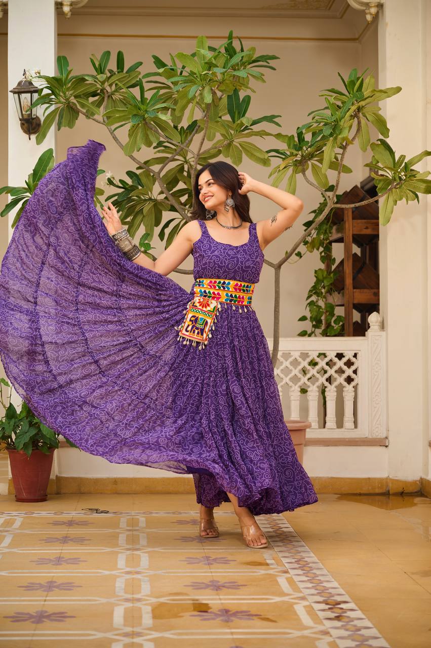 Navratri Special Gamathi Work Anarkali with Pocket Purse | RoopRivaaj