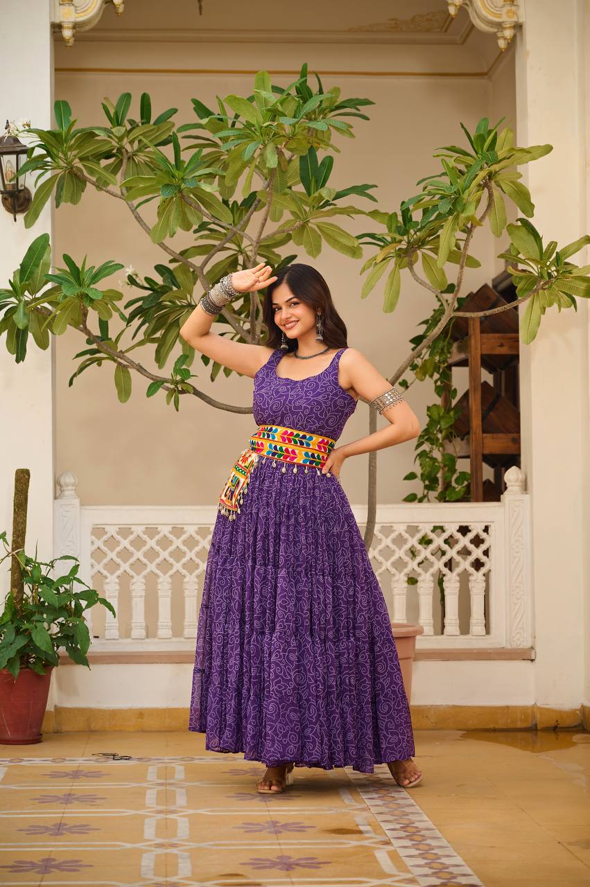 Navratri Special Gamathi Work Anarkali with Pocket Purse | RoopRivaaj