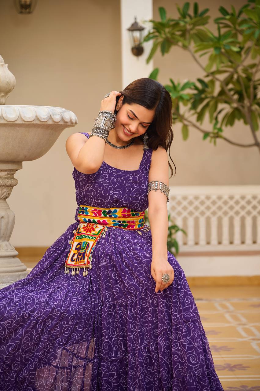 Navratri Special Gamathi Work Anarkali with Pocket Purse | RoopRivaaj