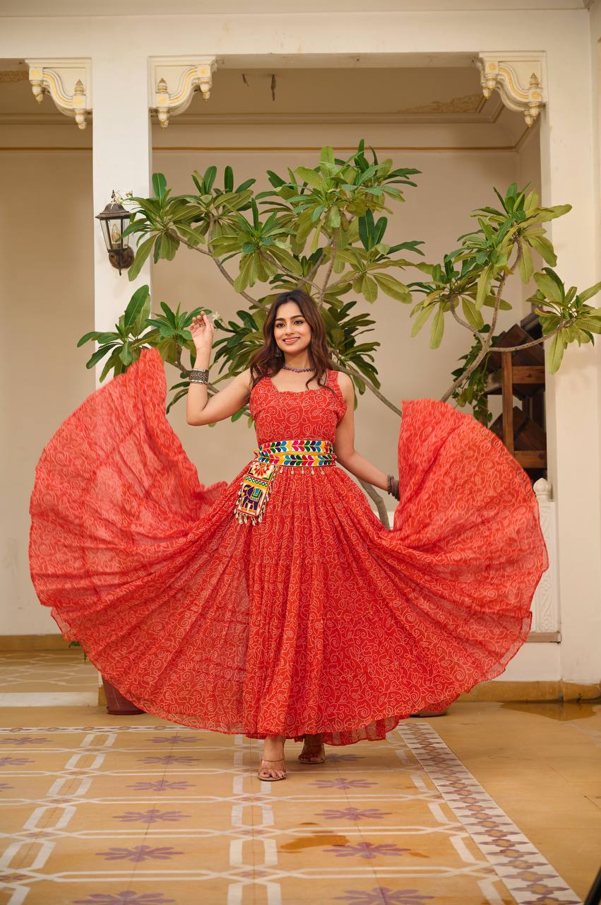 Navratri Special Gamathi Work Anarkali with Pocket Purse | RoopRivaaj