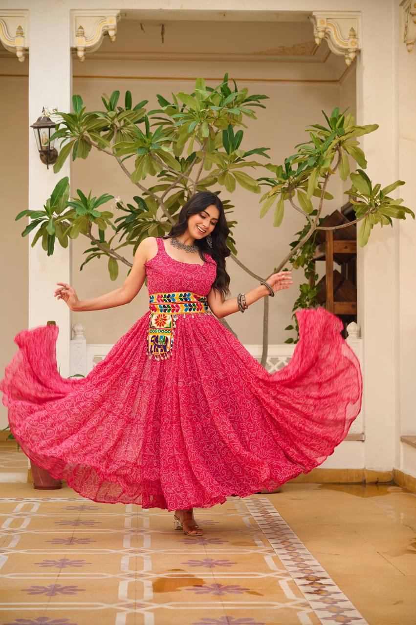 Navratri Special Gamathi Work Anarkali with Pocket Purse | RoopRivaaj