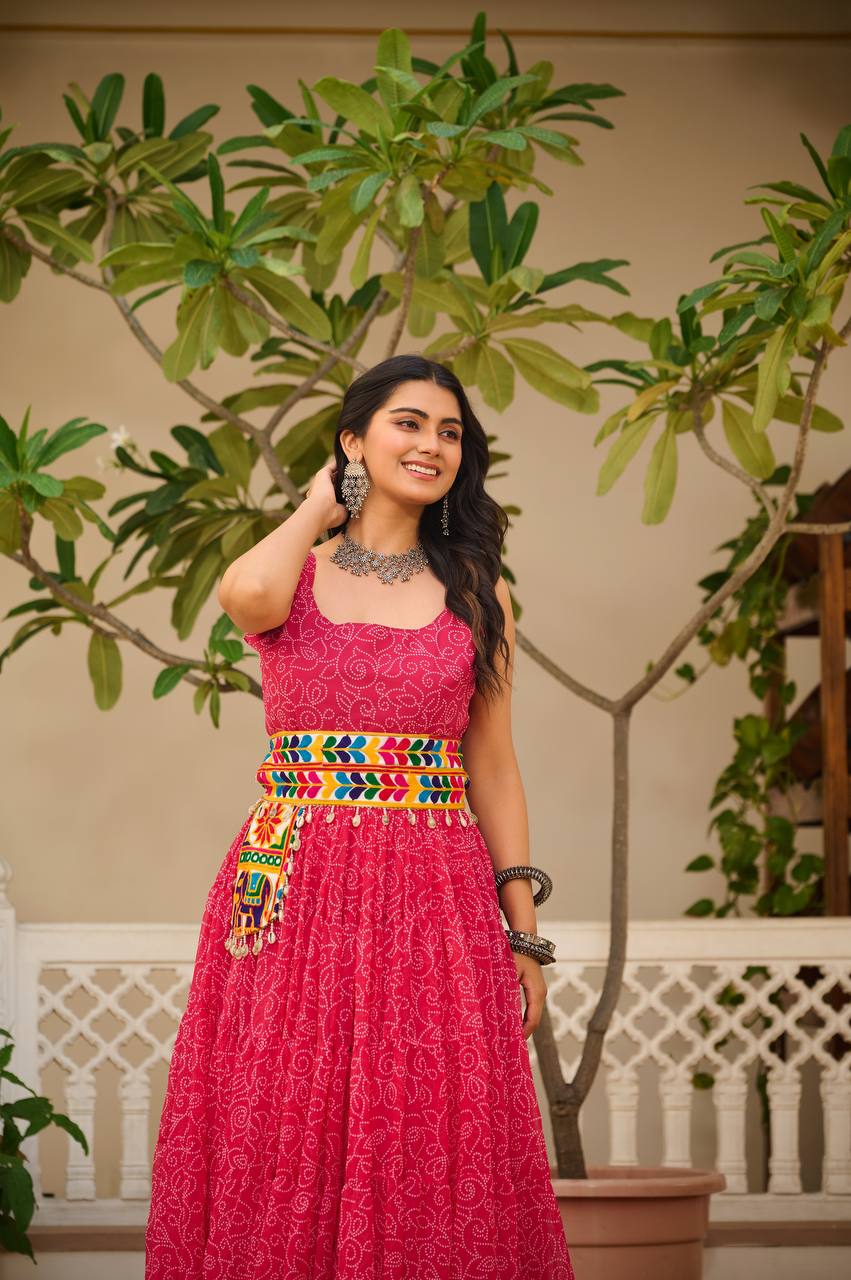 Navratri Special Gamathi Work Anarkali with Pocket Purse | RoopRivaaj