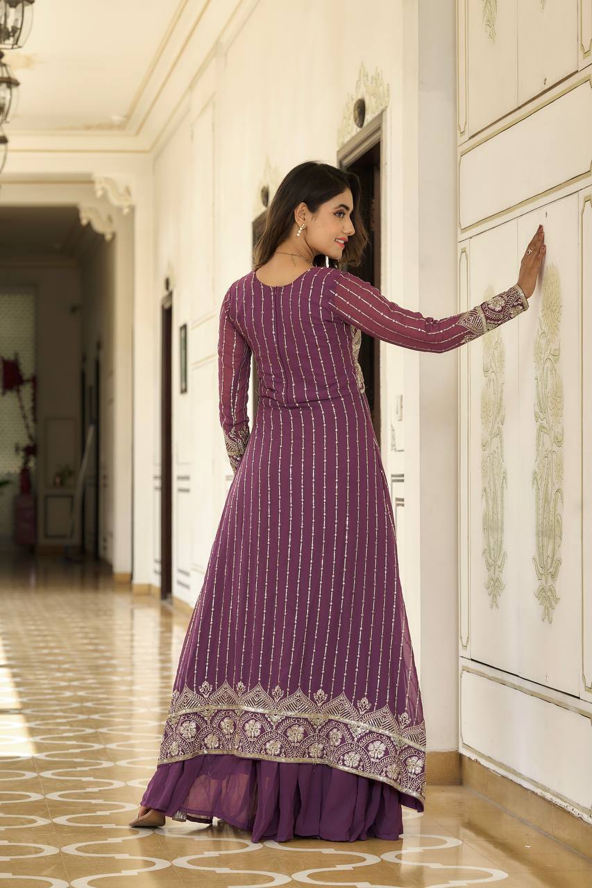 Festival Lehenga with Attached Shrug and Choli in Embroidery Work | RoopRivaaj