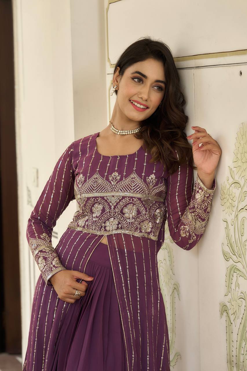 Festival Lehenga with Attached Shrug and Choli in Embroidery Work | RoopRivaaj