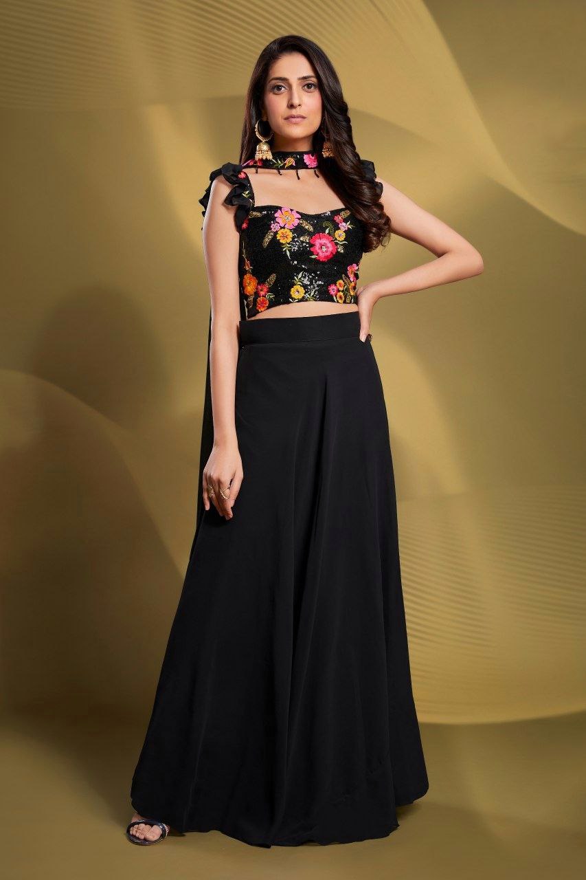 Georgette Sequin Lehenga Set | RoopRivaaj