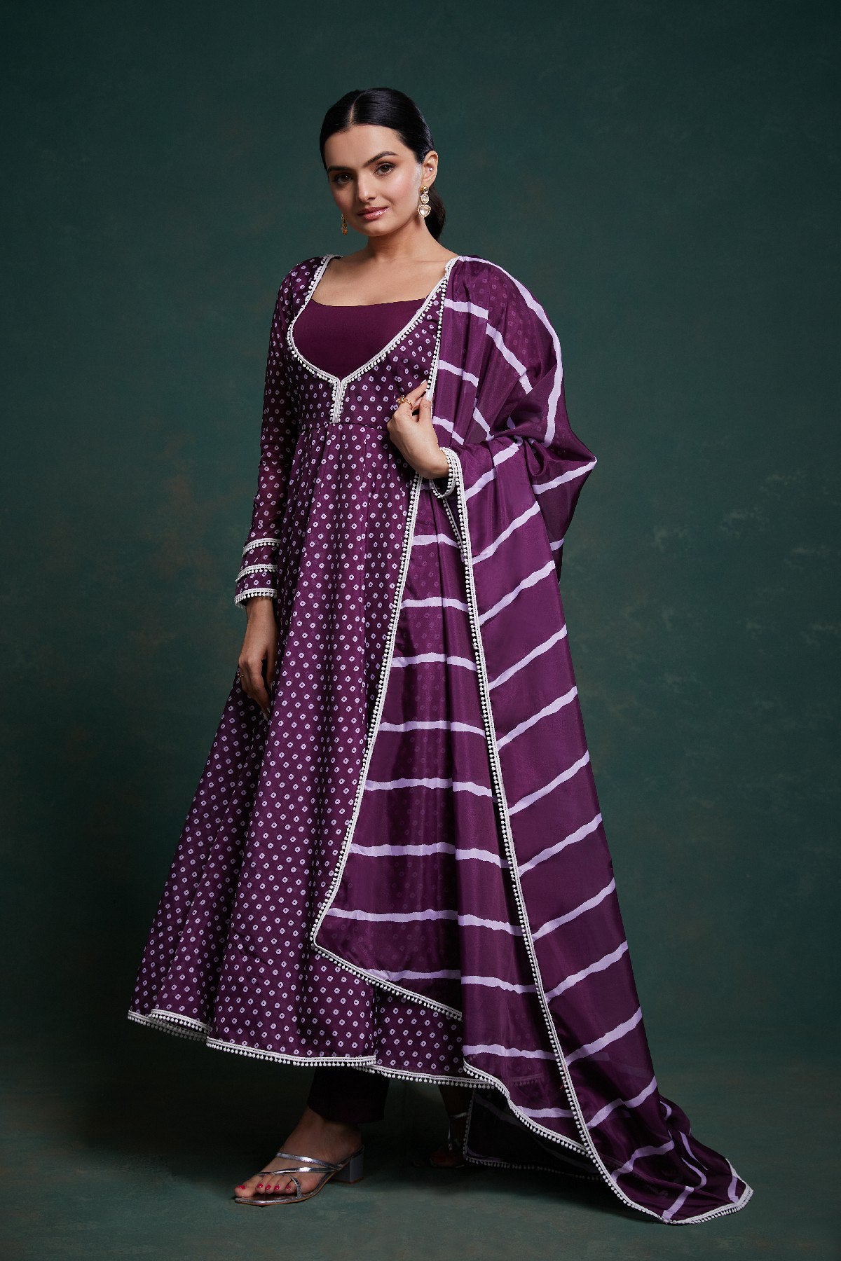 Graceful Bloom Organza Anarkali Pant Suit | RoopRivaaj