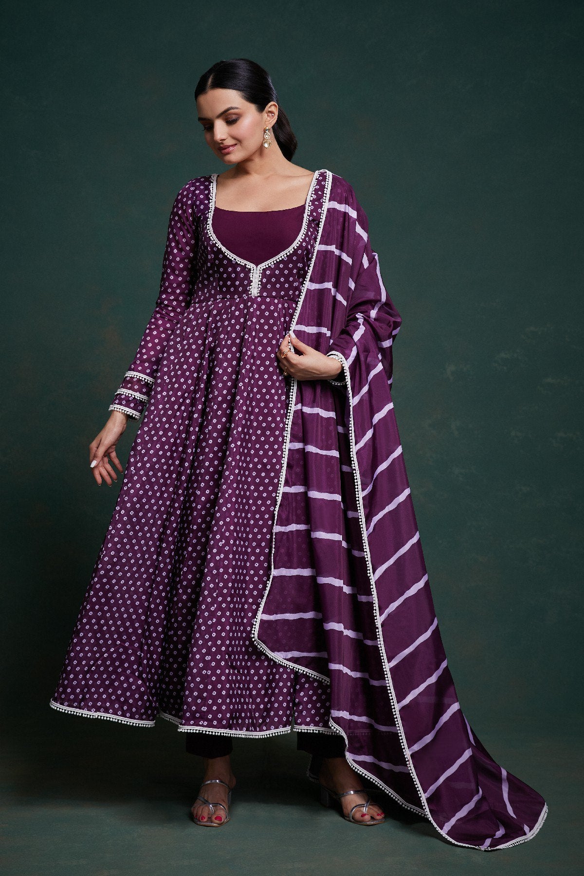 Graceful Bloom Organza Anarkali Pant Suit | RoopRivaaj