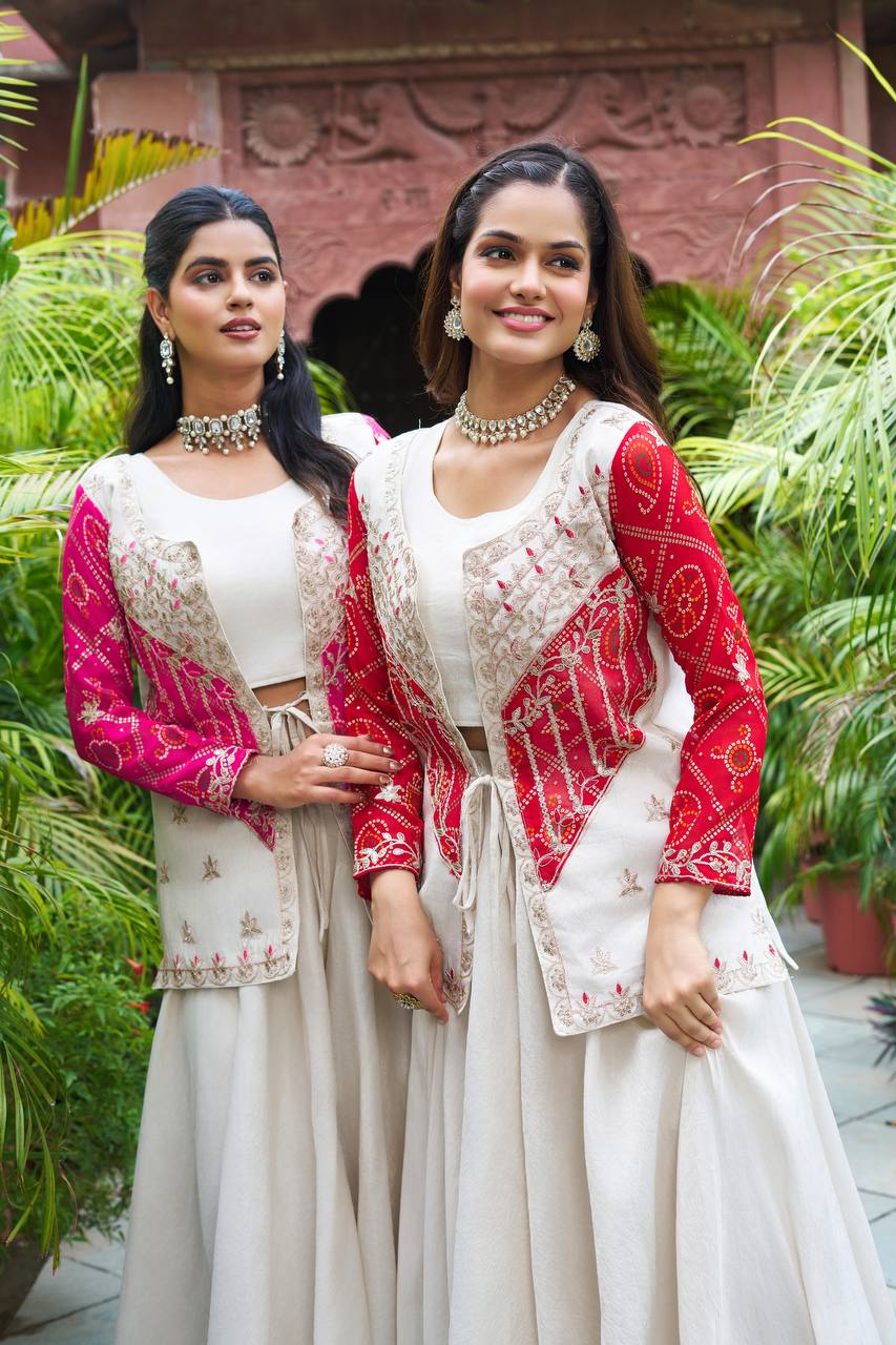 New Festive Embroidered Koti Suit Set with Choli | RoopRivaaj