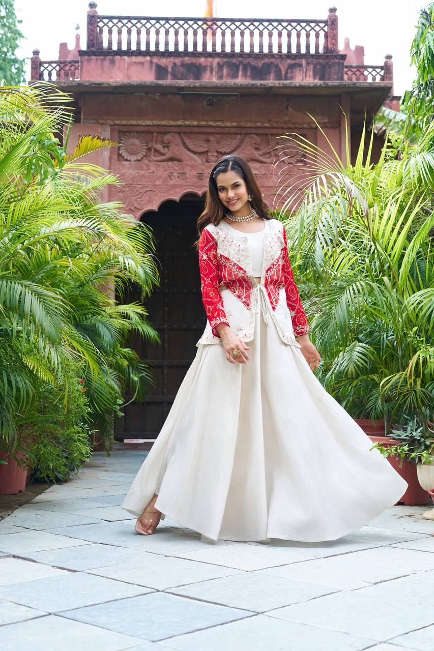 New Festive Embroidered Koti Suit Set with Choli | RoopRivaaj