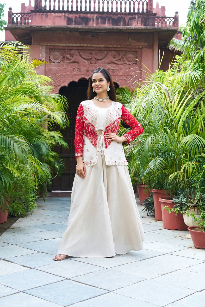 New Festive Embroidered Koti Suit Set with Choli | RoopRivaaj