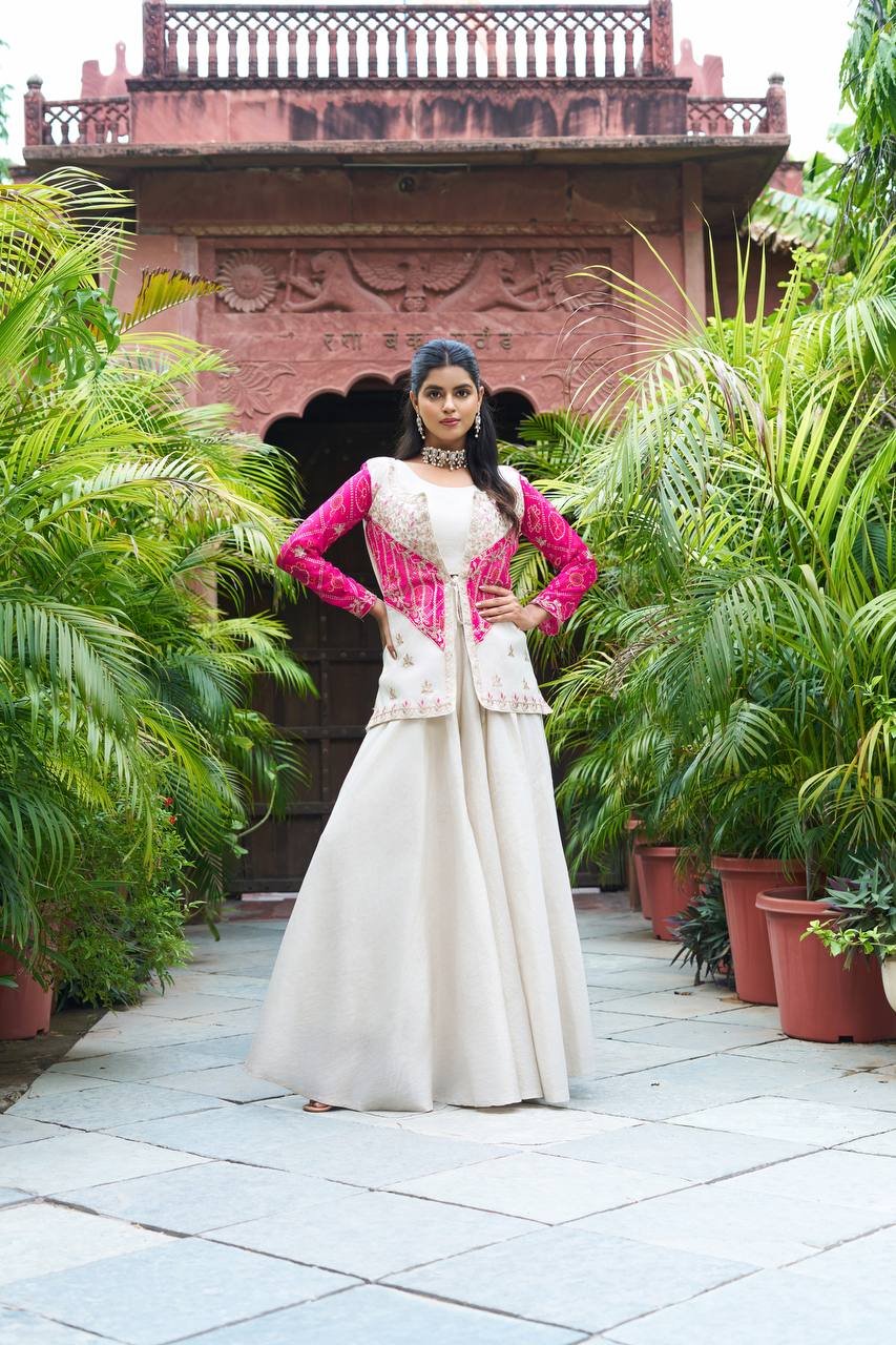 New Festive Embroidered Koti Suit Set with Choli | RoopRivaaj