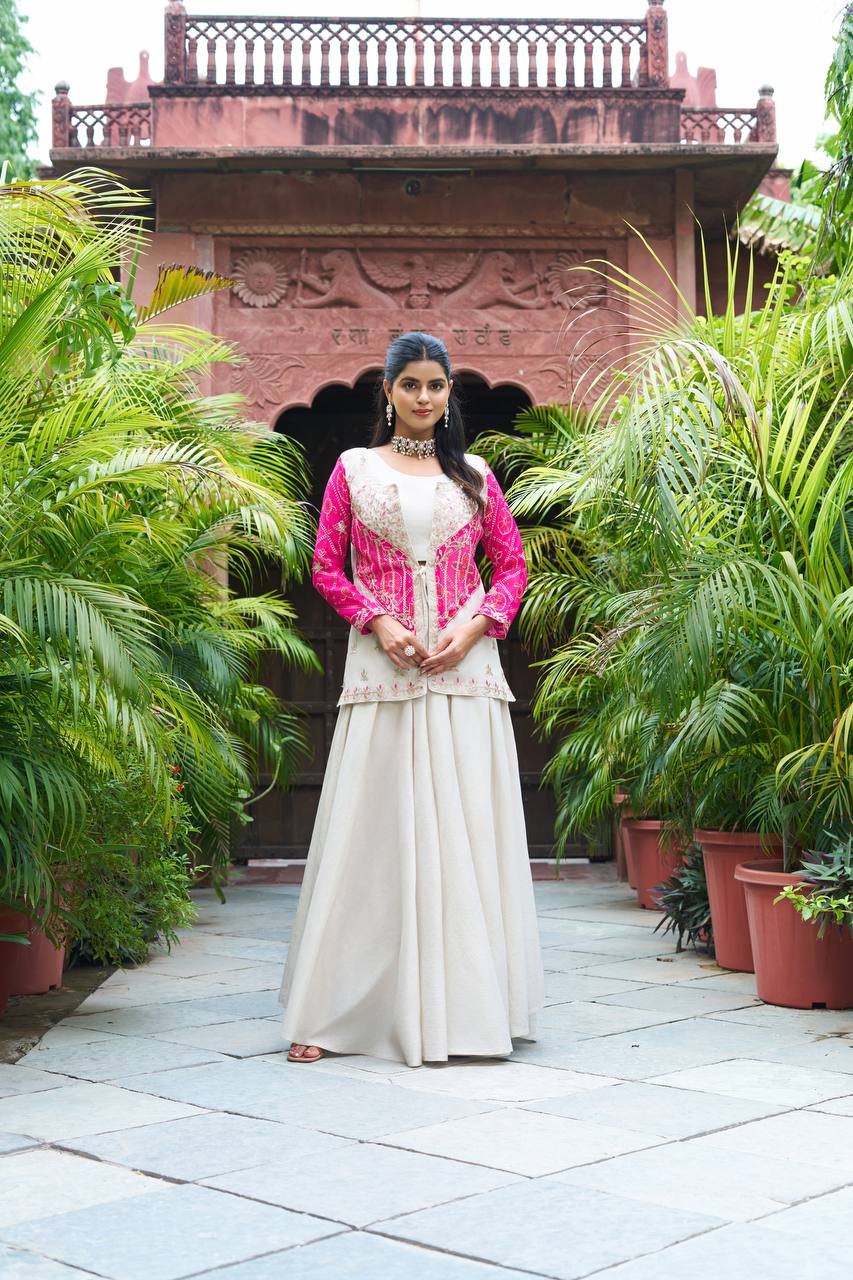 New Festive Embroidered Koti Suit Set with Choli | RoopRivaaj