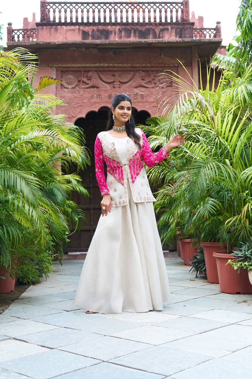 New Festive Embroidered Koti Suit Set with Choli | RoopRivaaj