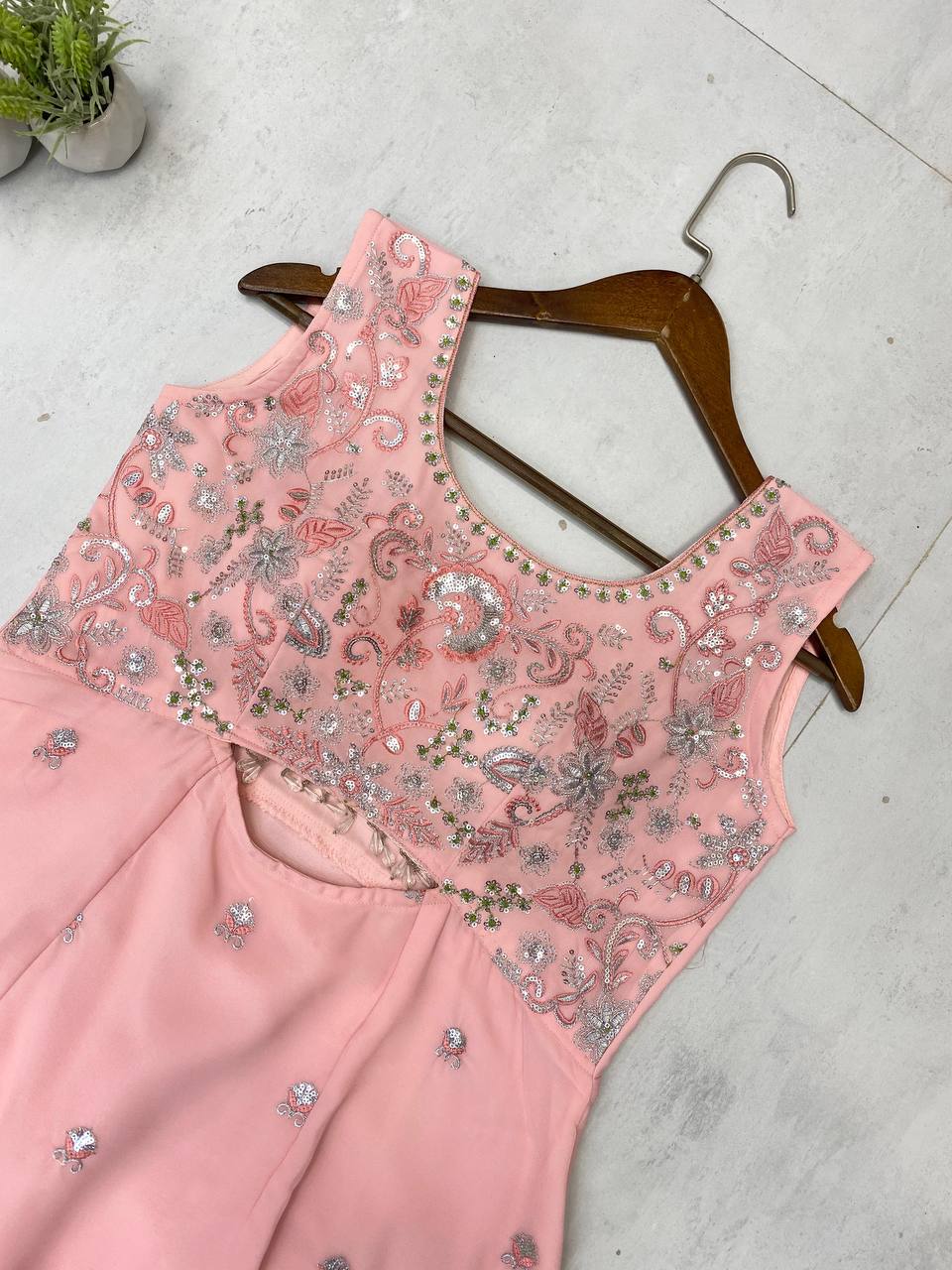 Indo Western 3-Piece Georgette Set with Sequins Embroidery | RoopRivaaj