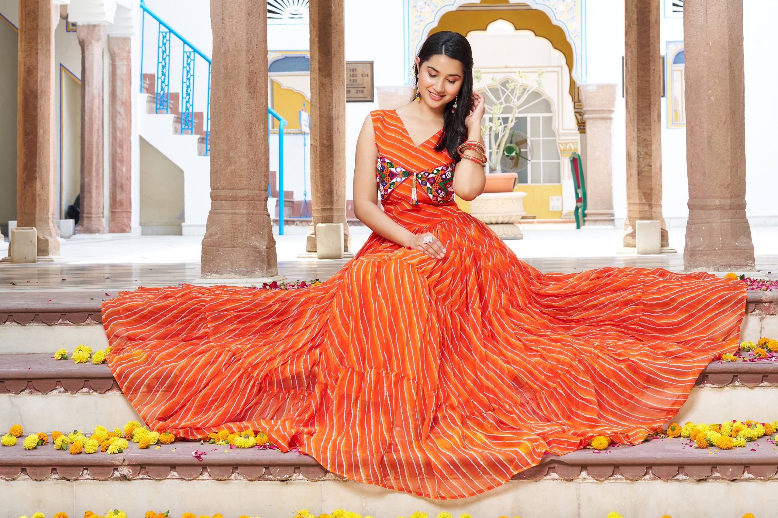 Navratri Special Bandhani Print Georgette Gamathi Work Suit Set | RoopRivaaj