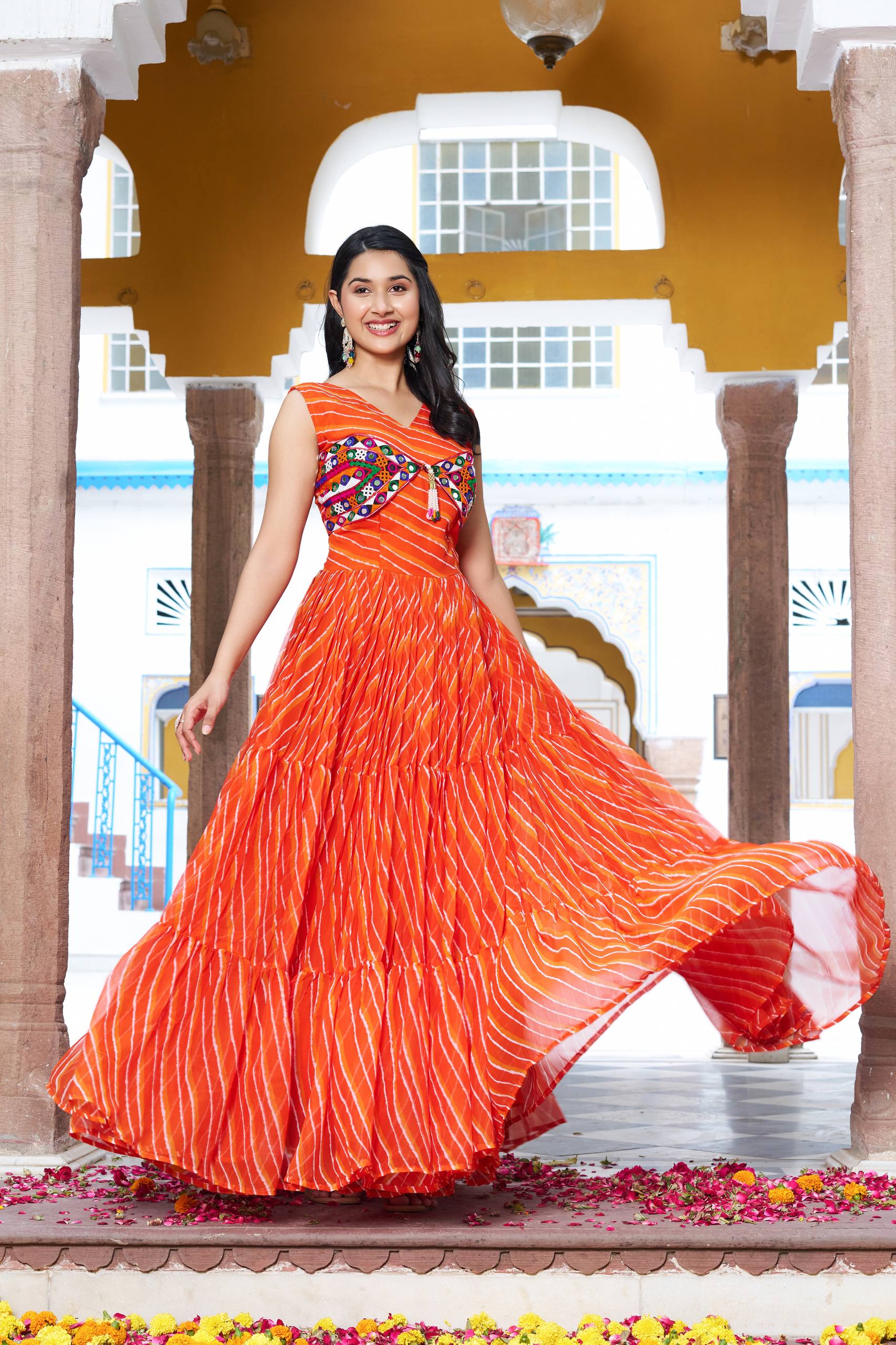 Navratri Special Bandhani Print Georgette Gamathi Work Suit Set | RoopRivaaj