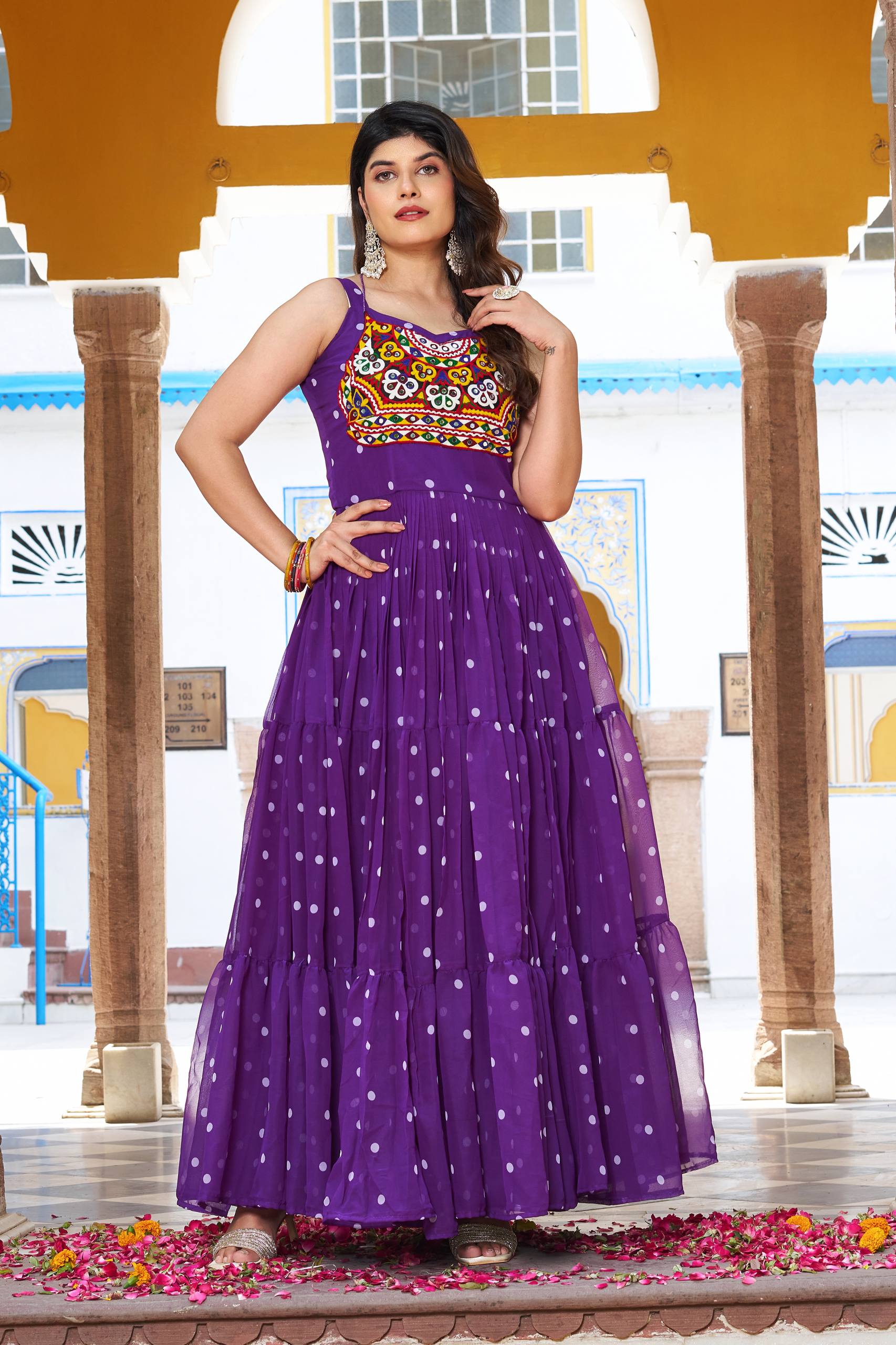 Navratri Special Bandhani Print Georgette Gamathi Work Suit Set | RoopRivaaj