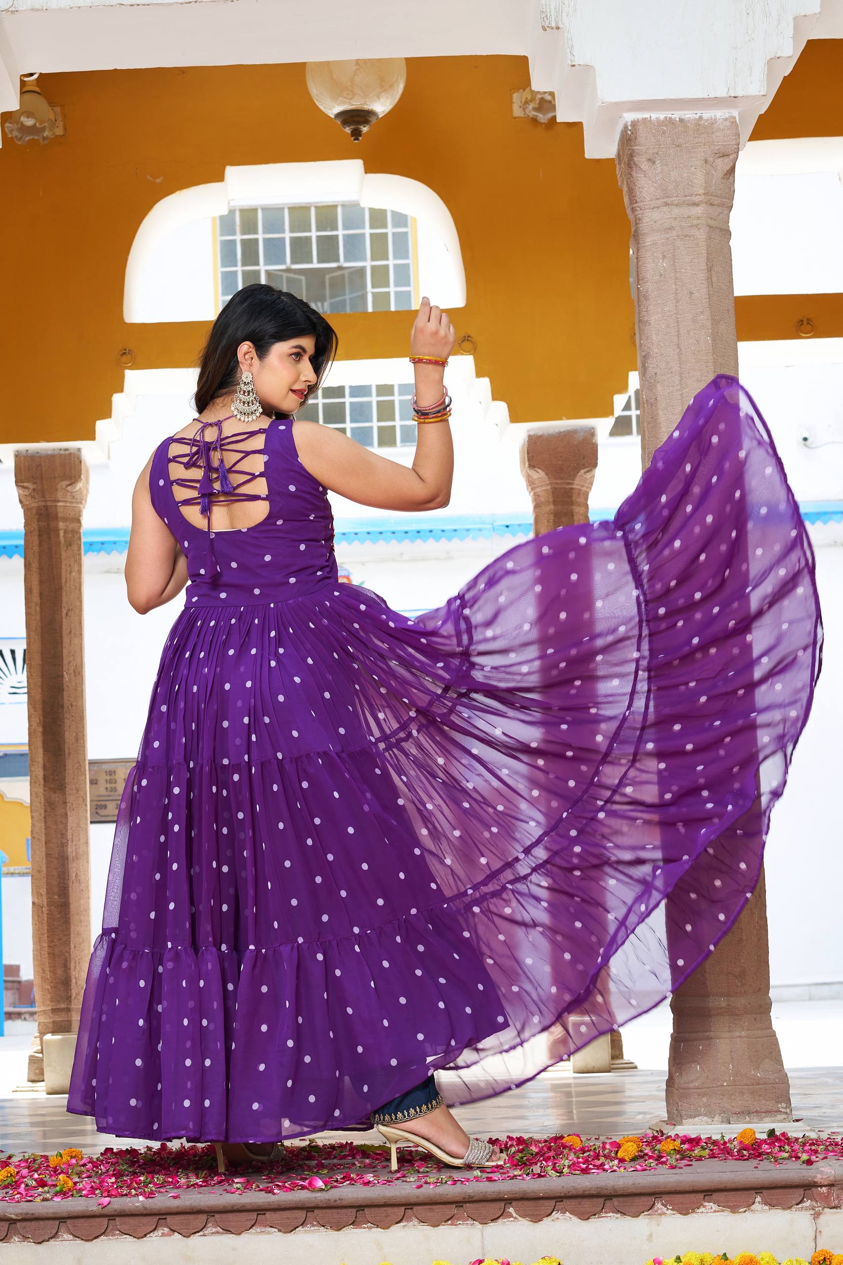 Navratri Special Bandhani Print Georgette Gamathi Work Suit Set | RoopRivaaj
