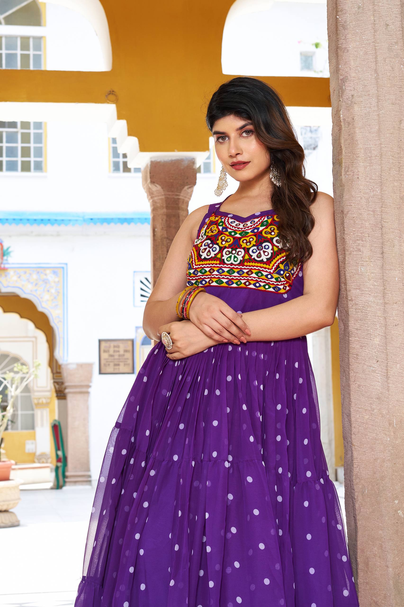 Navratri Special Bandhani Print Georgette Gamathi Work Suit Set | RoopRivaaj