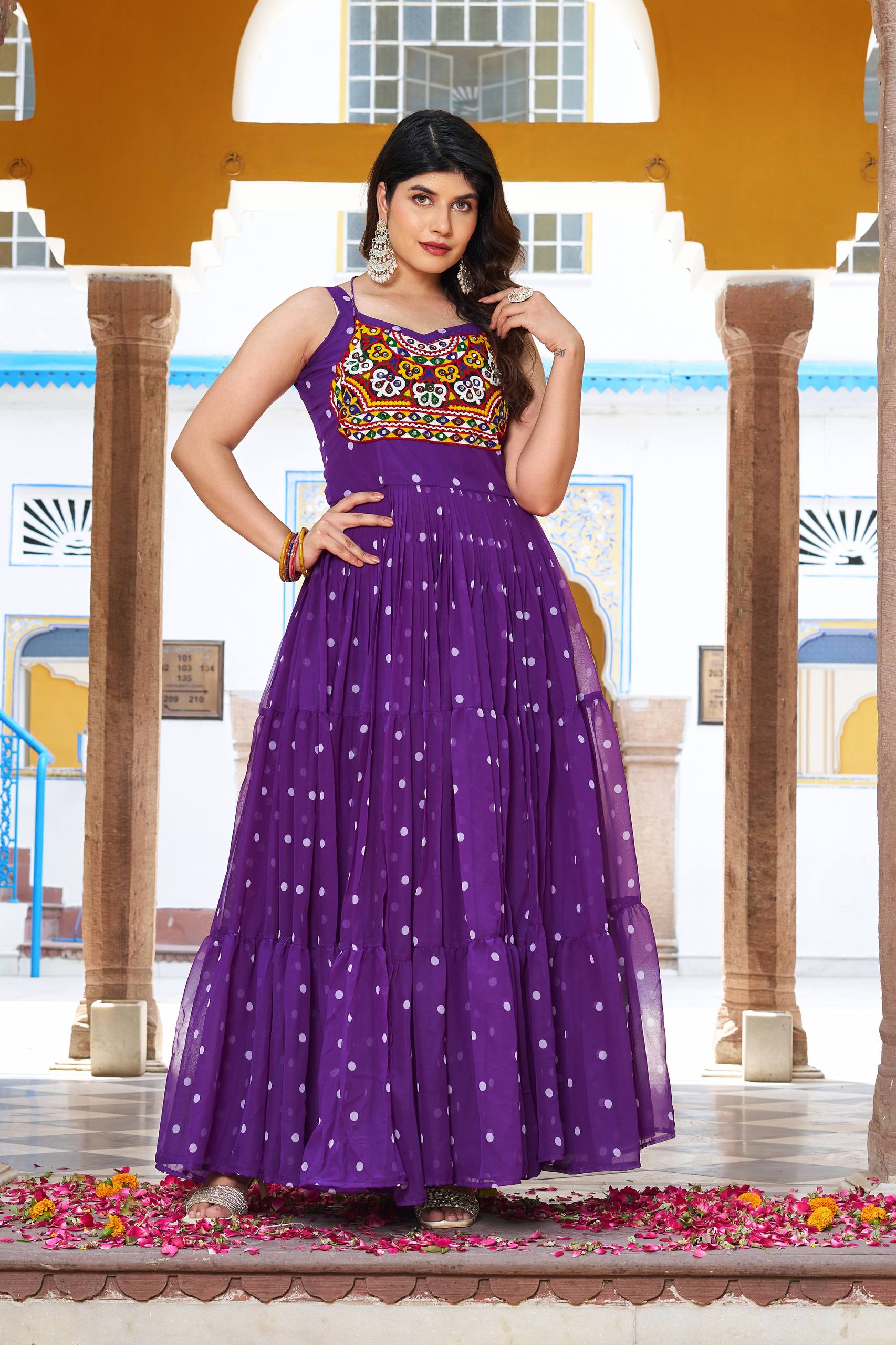 Navratri Special Bandhani Print Georgette Gamathi Work Suit Set | RoopRivaaj