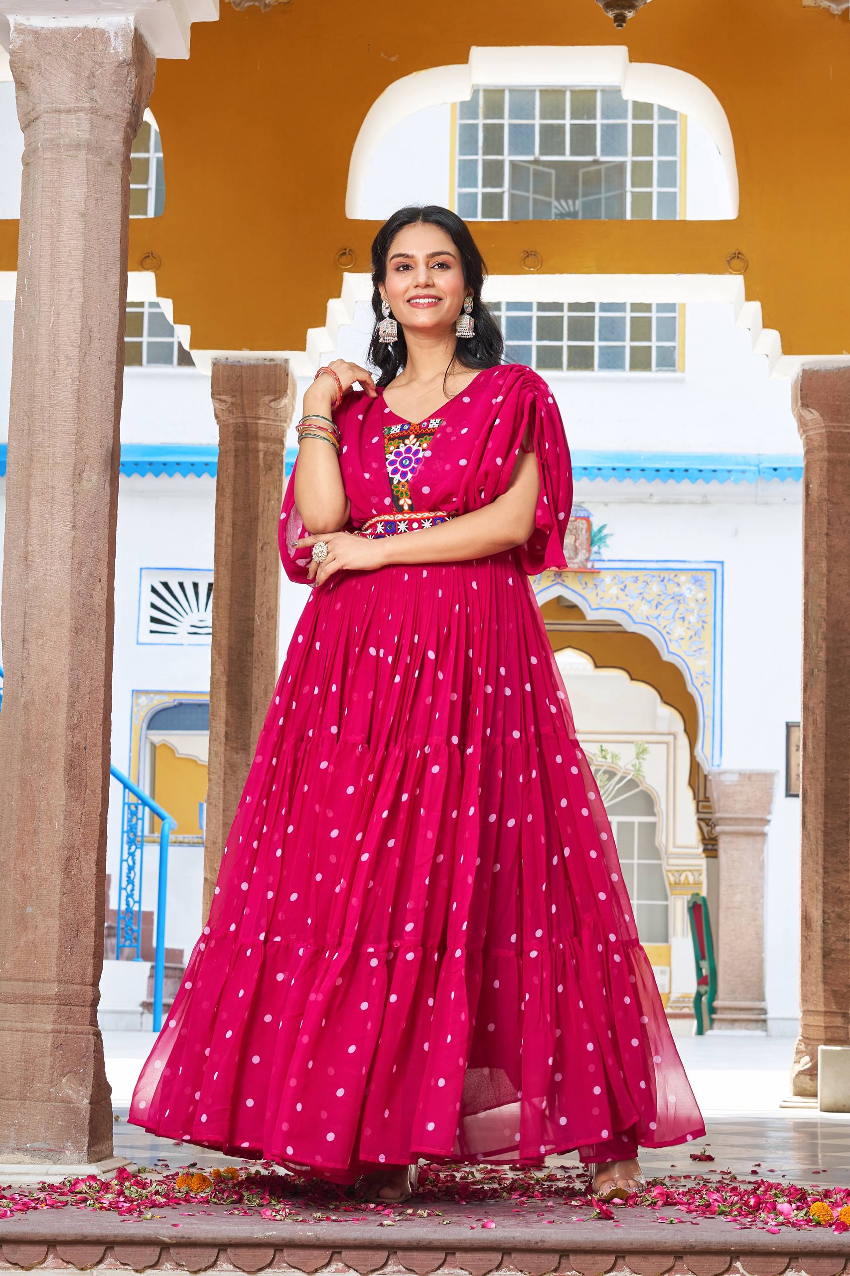 Navratri Special Bandhani Print Georgette Gamathi Work Suit Set | RoopRivaaj