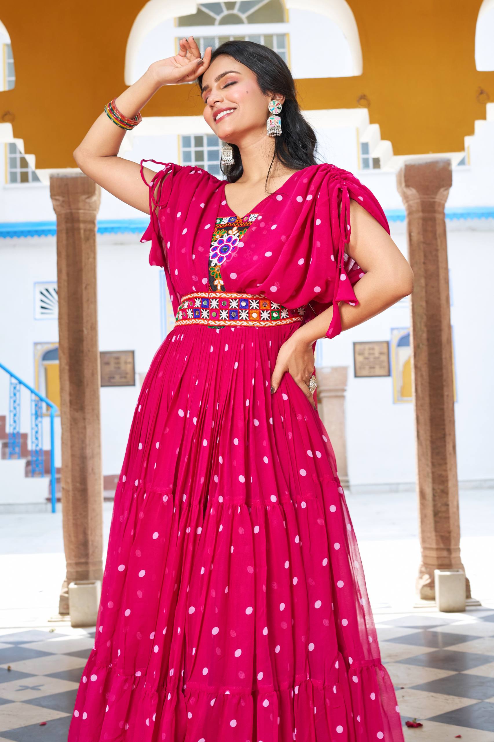 Navratri Special Bandhani Print Georgette Gamathi Work Suit Set | RoopRivaaj