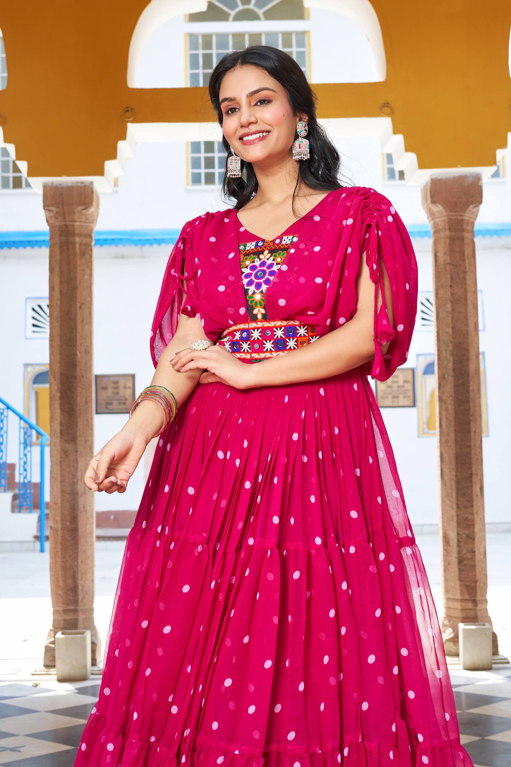 Navratri Special Bandhani Print Georgette Gamathi Work Suit Set | RoopRivaaj