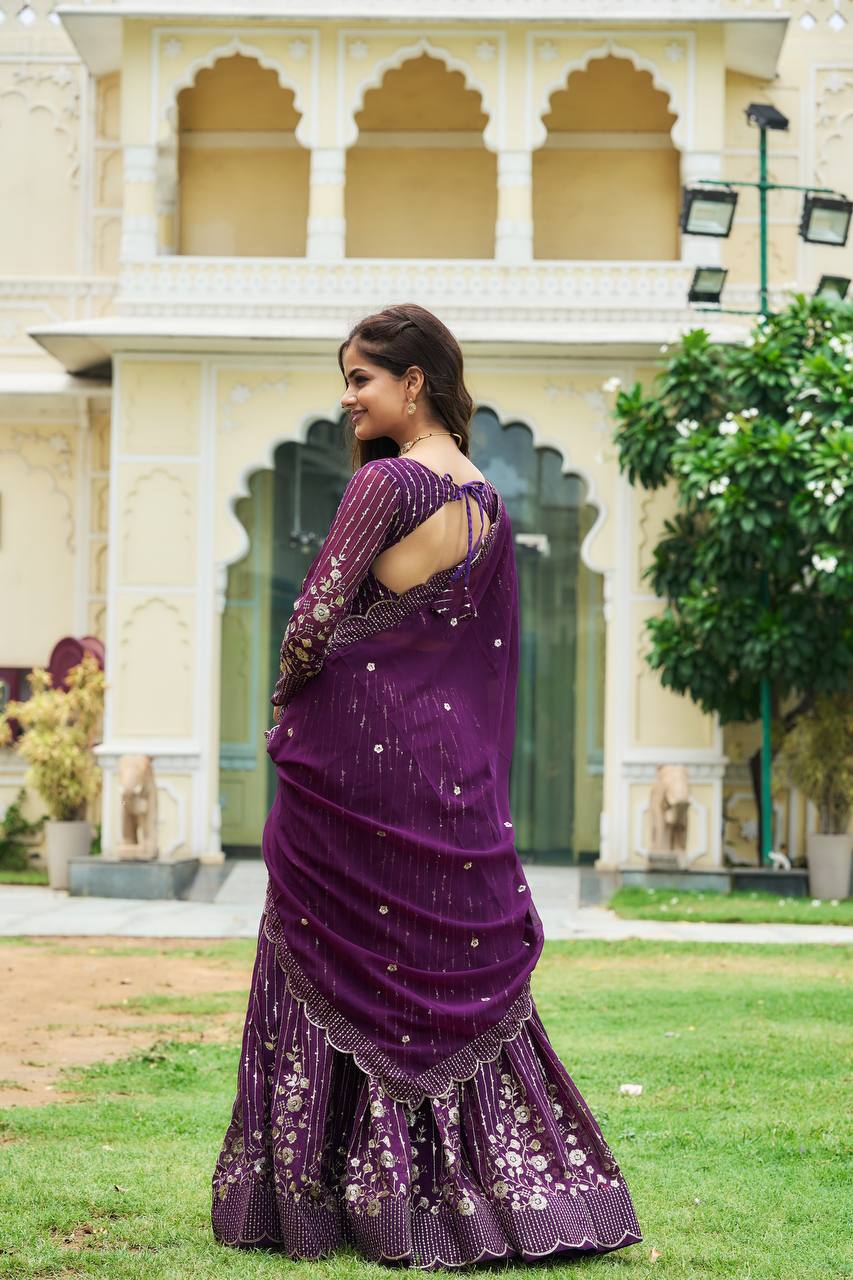 Lehenga Choli Set with Dupatta in Heavy Embroidery Sequence Work | RoopRivaaj