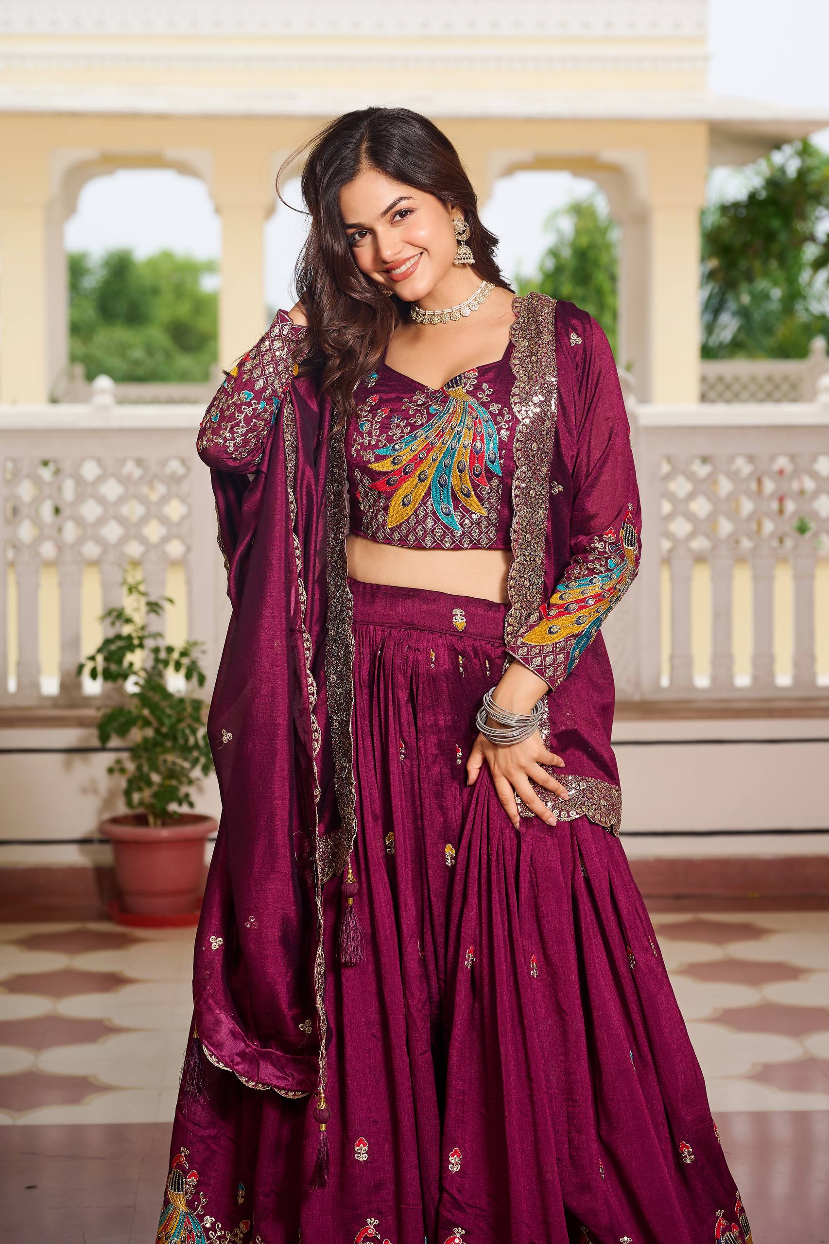 Designer Vichitra Lehenga Choli Set with Heavy Embroidery | RoopRivaaj