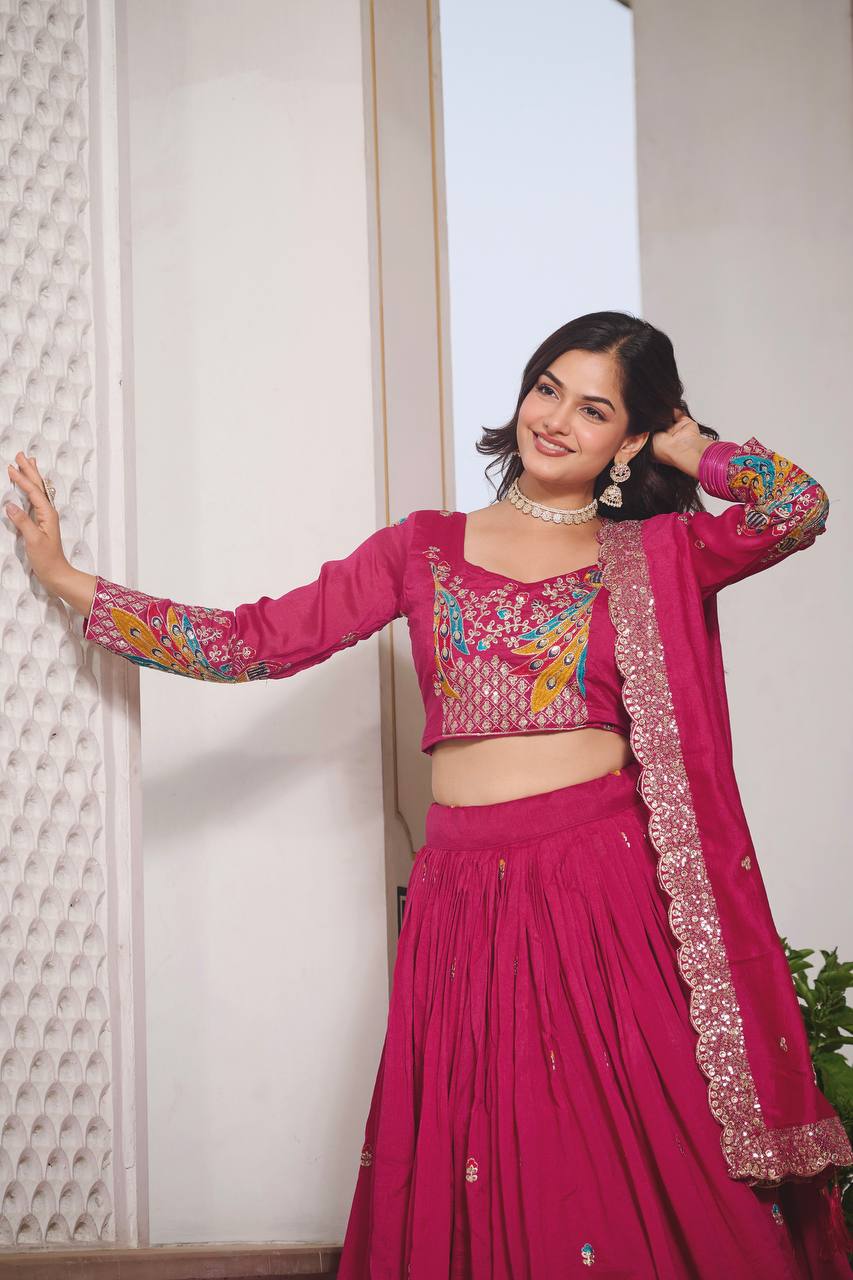 Designer Vichitra Lehenga Choli Set with Heavy Embroidery | RoopRivaaj