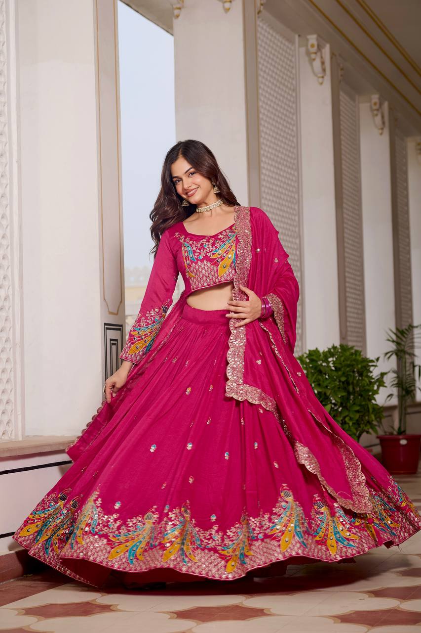 Designer Vichitra Lehenga Choli Set with Heavy Embroidery | RoopRivaaj