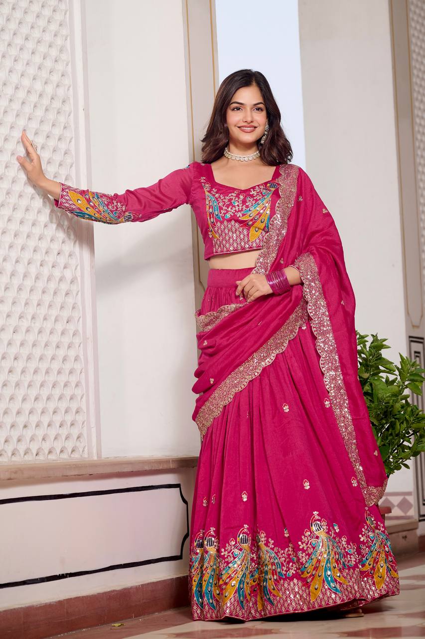 Designer Vichitra Lehenga Choli Set with Heavy Embroidery | RoopRivaaj