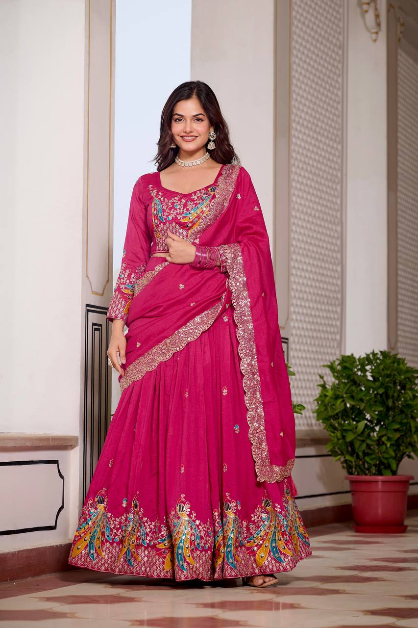Designer Vichitra Lehenga Choli Set with Heavy Embroidery | RoopRivaaj