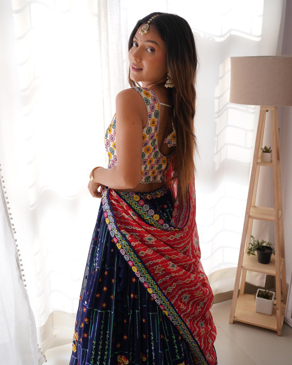 Sequin Embroidered Georgette Lehenga Choli Set for Navratri | RoopRivaaj
