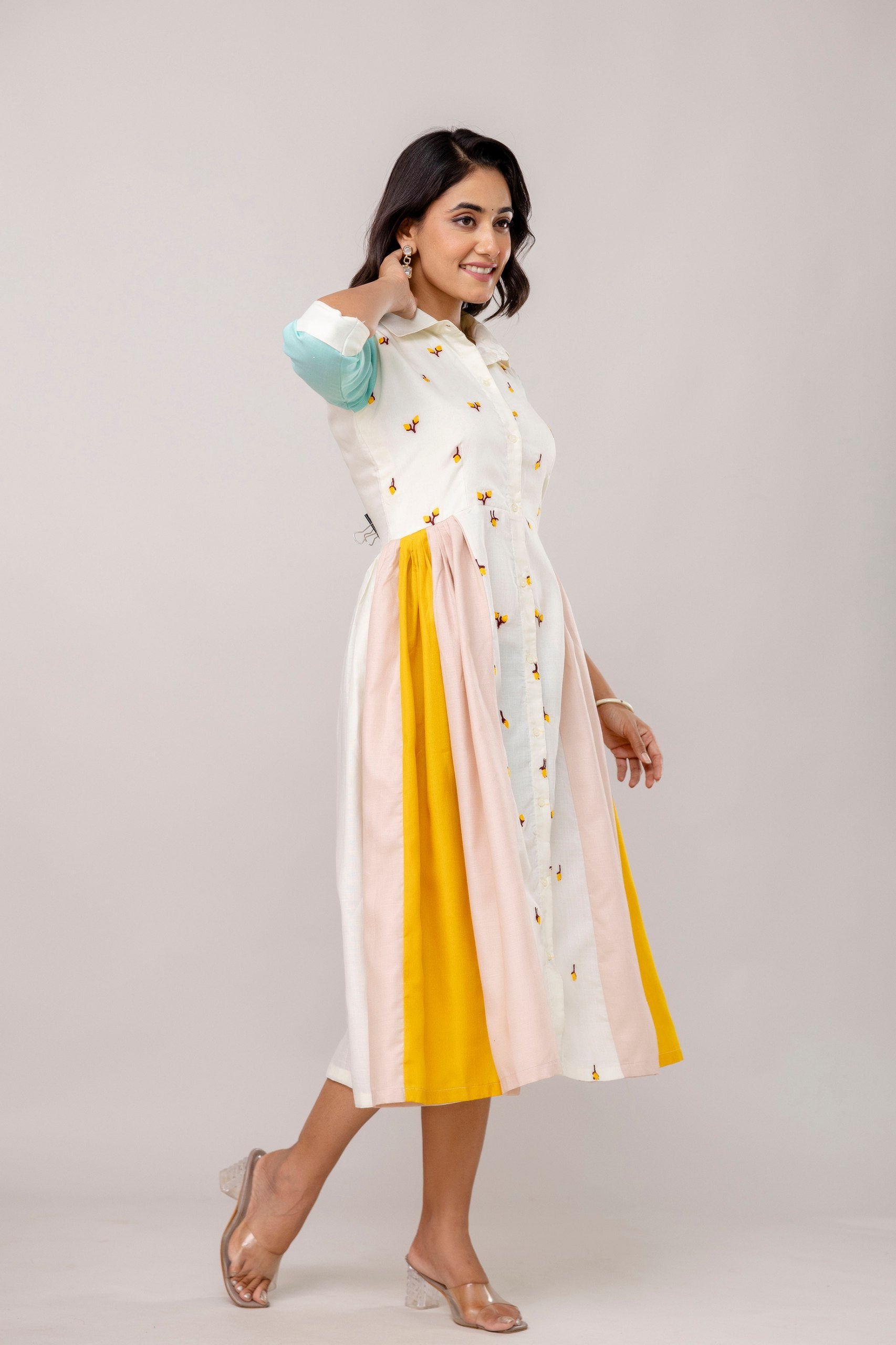 Lightweight Embroidered Cotton Kurti with 3-Meter Flair | RoopRivaaj