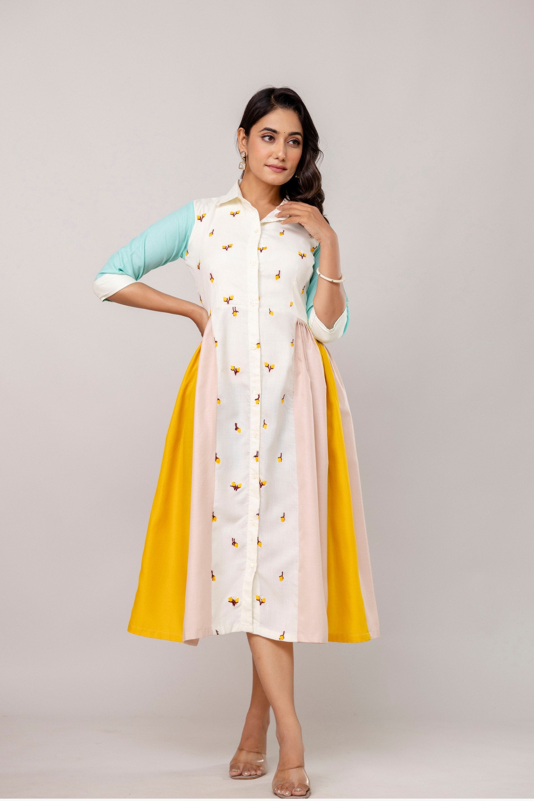 Lightweight Embroidered Cotton Kurti with 3-Meter Flair | RoopRivaaj