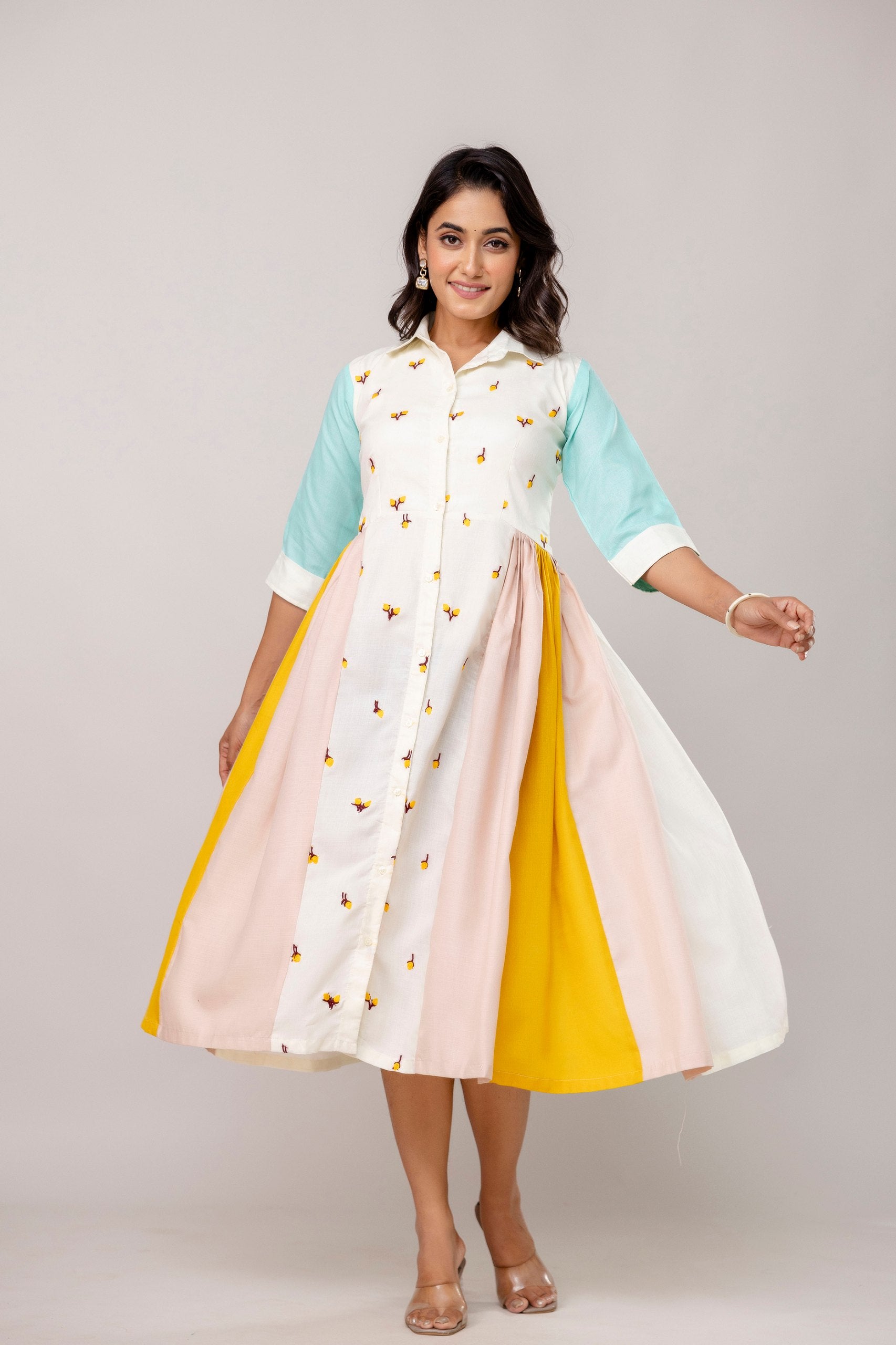 Lightweight Embroidered Cotton Kurti with 3-Meter Flair | RoopRivaaj