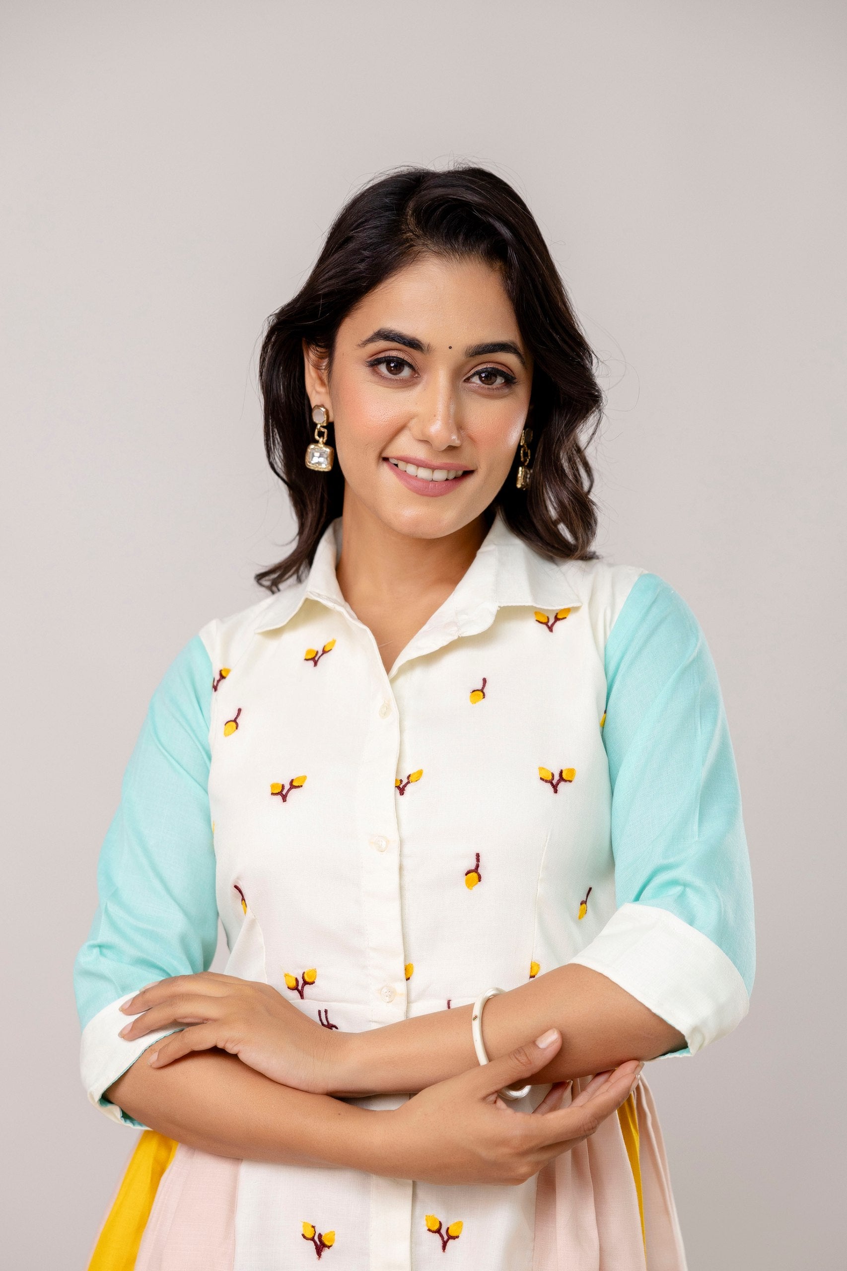 Lightweight Embroidered Cotton Kurti with 3-Meter Flair | RoopRivaaj