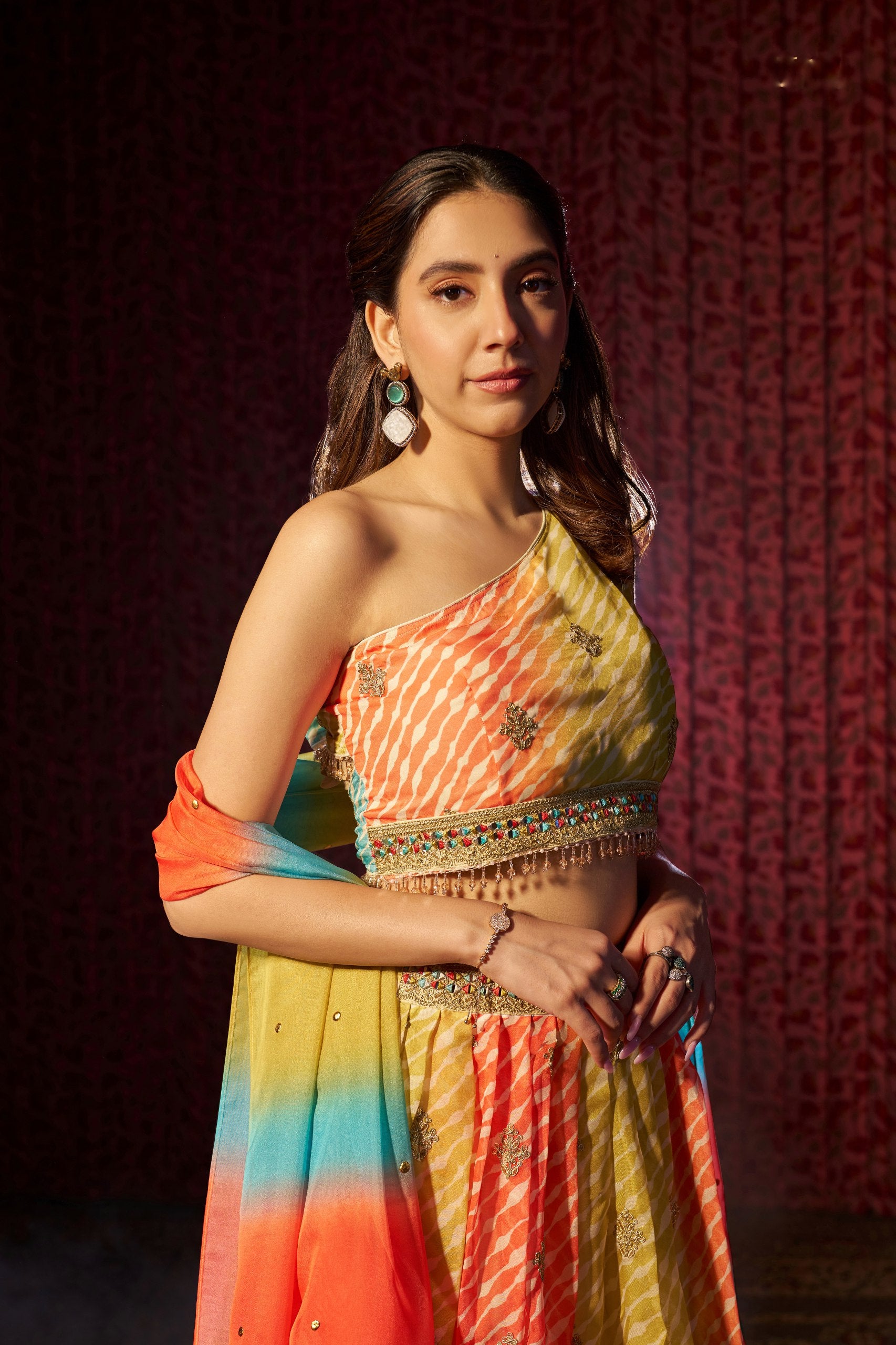 Organza Digital Print Lehenga Set with Cording Embroidery & Mukaish Dupatta | RoopRivaaj