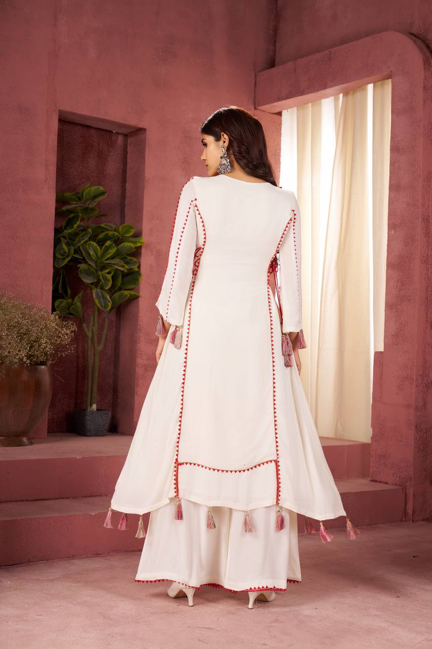 Rayon Co-ord Set with Tassels & Real Mirror Work | RoopRivaaj