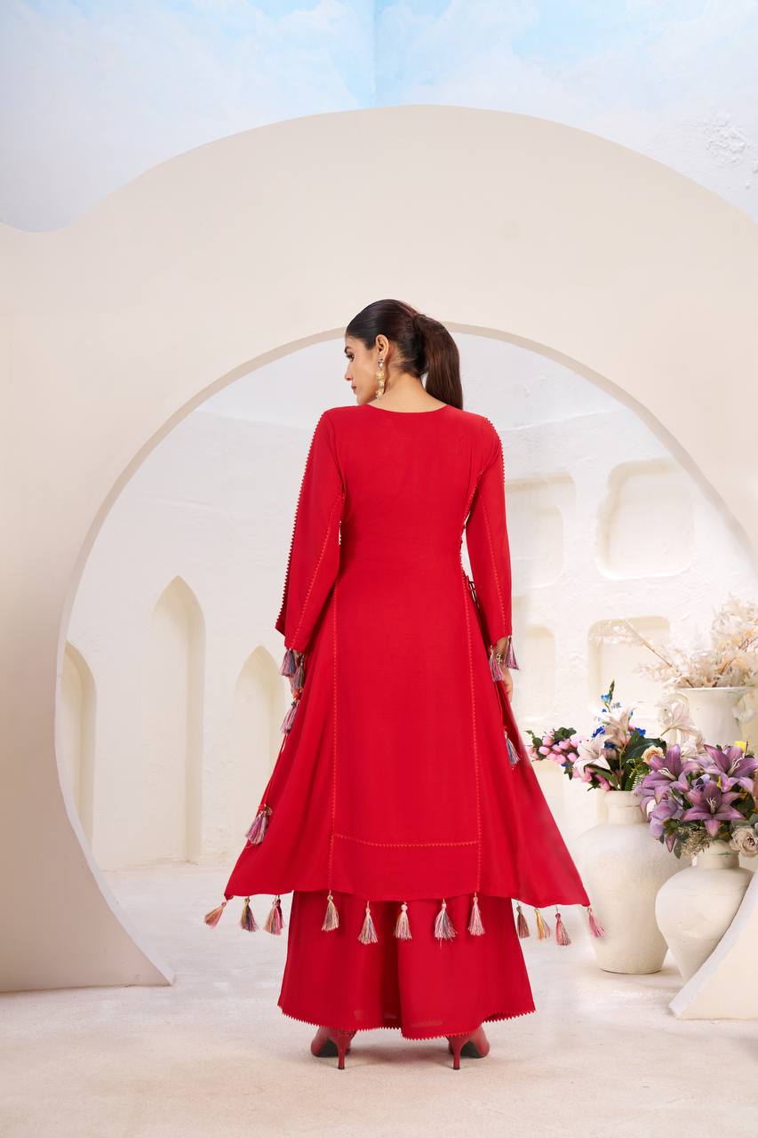 Rayon Co-ord Set with Tassels & Real Mirror Work | RoopRivaaj