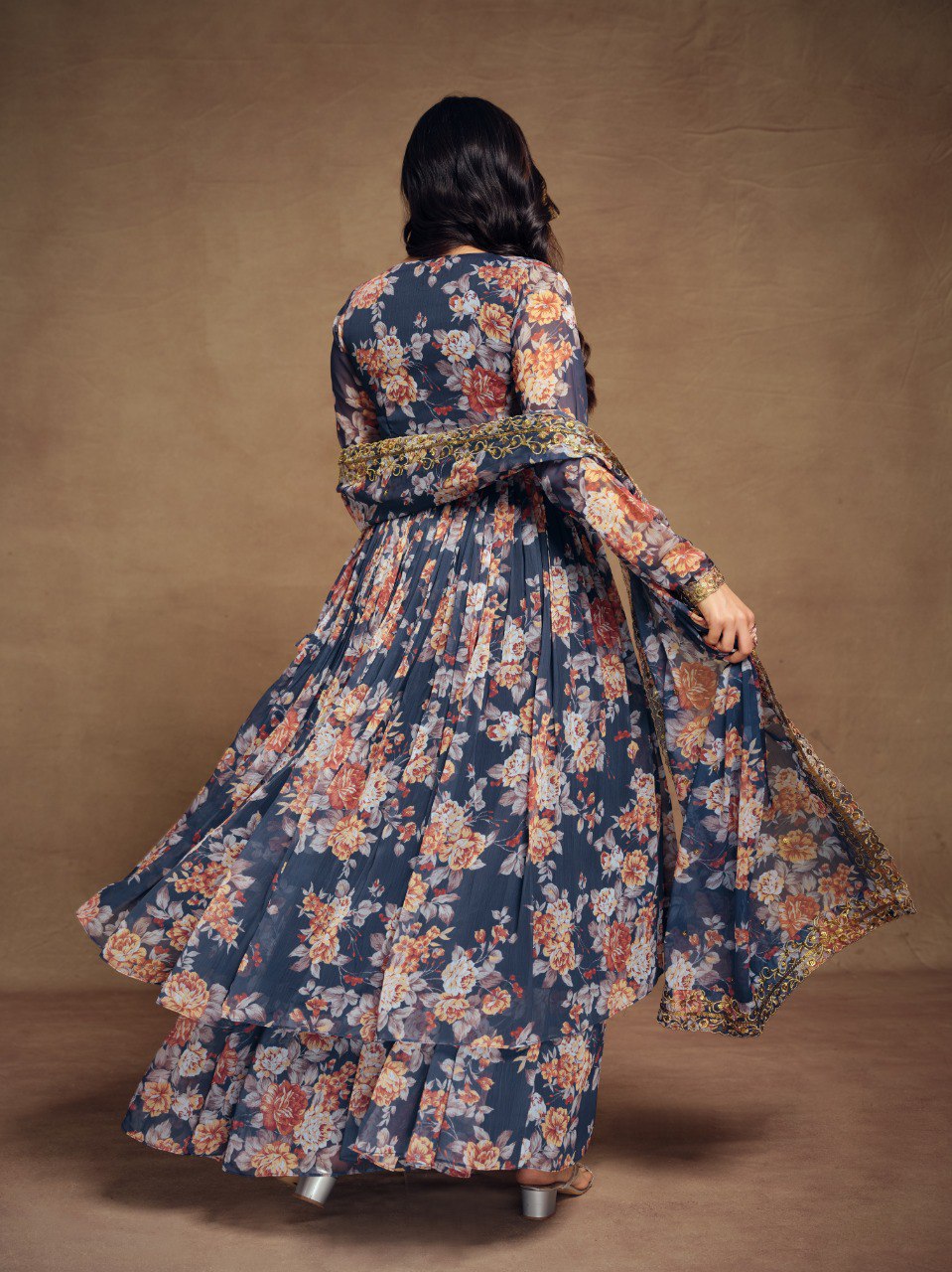 Graceful Glimmer Chiffon Embroidered Suit Set | RoopRivaaj