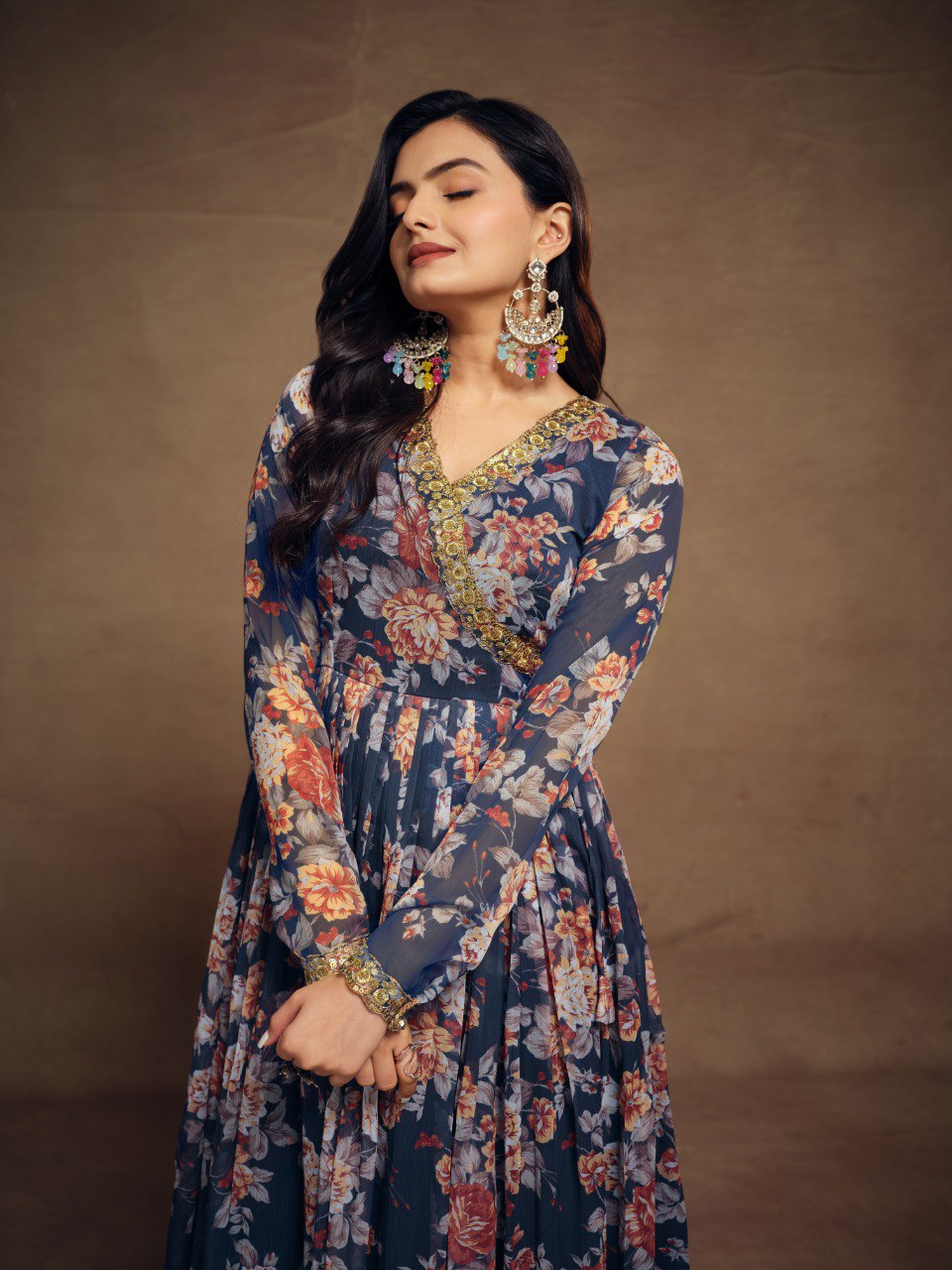 Graceful Glimmer Chiffon Embroidered Suit Set | RoopRivaaj