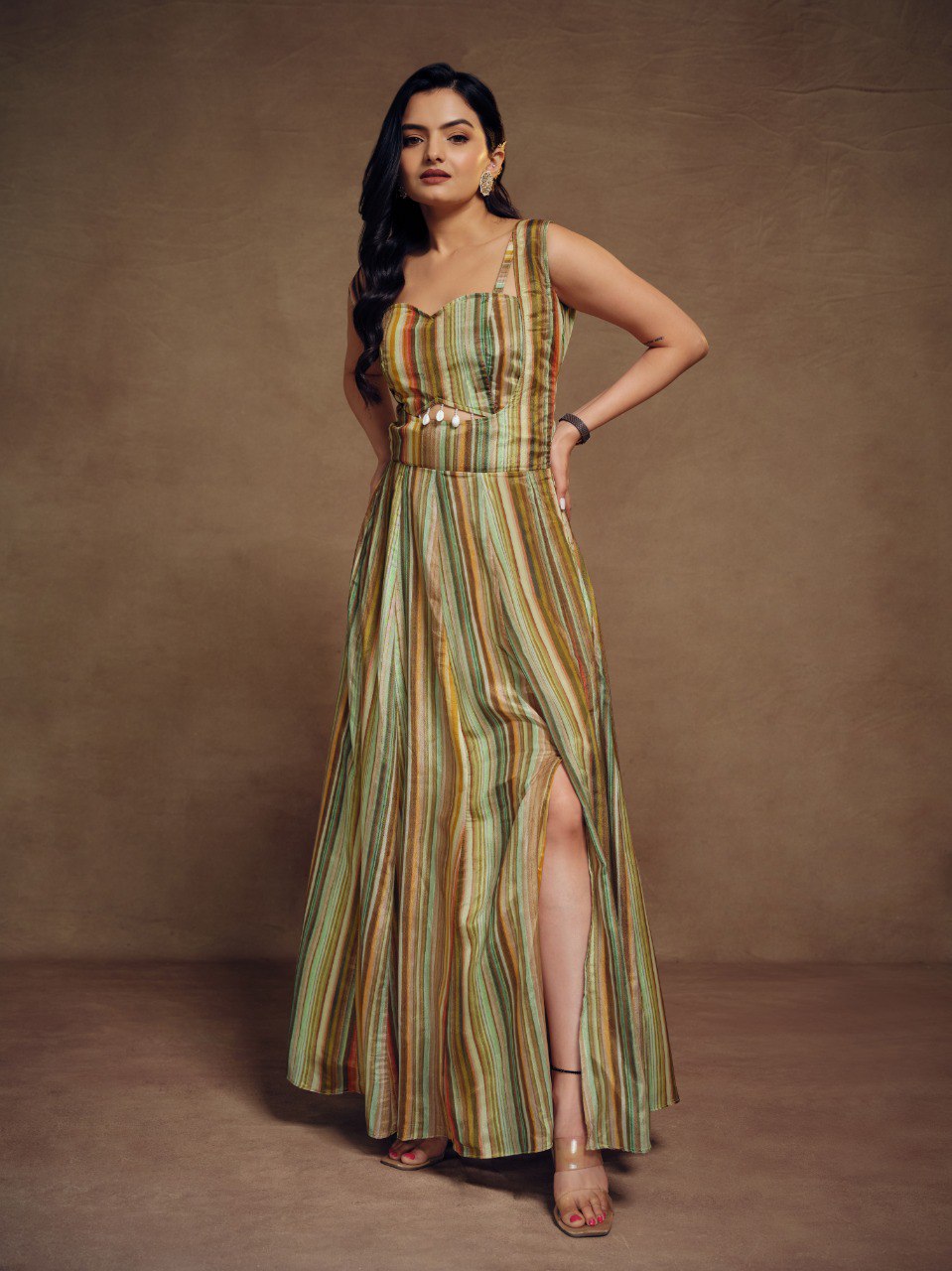 Fancy Slit-Cut Silk Gown with Dupatta | RoopRivaaj